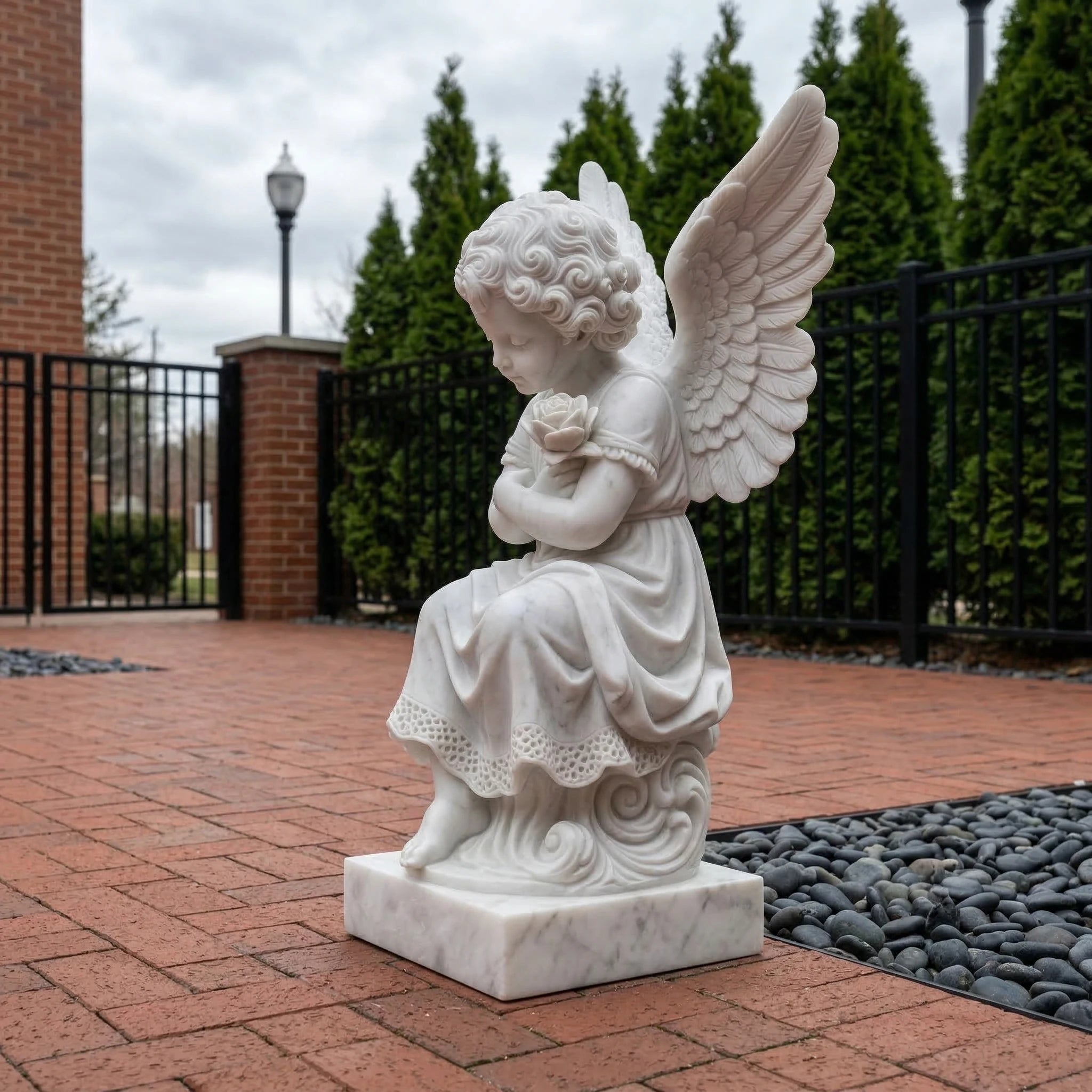 Vela-Natural-Marble-Cherubic-Angel-Sculpture-Seated-Garden-Court-VSMS-2867-03