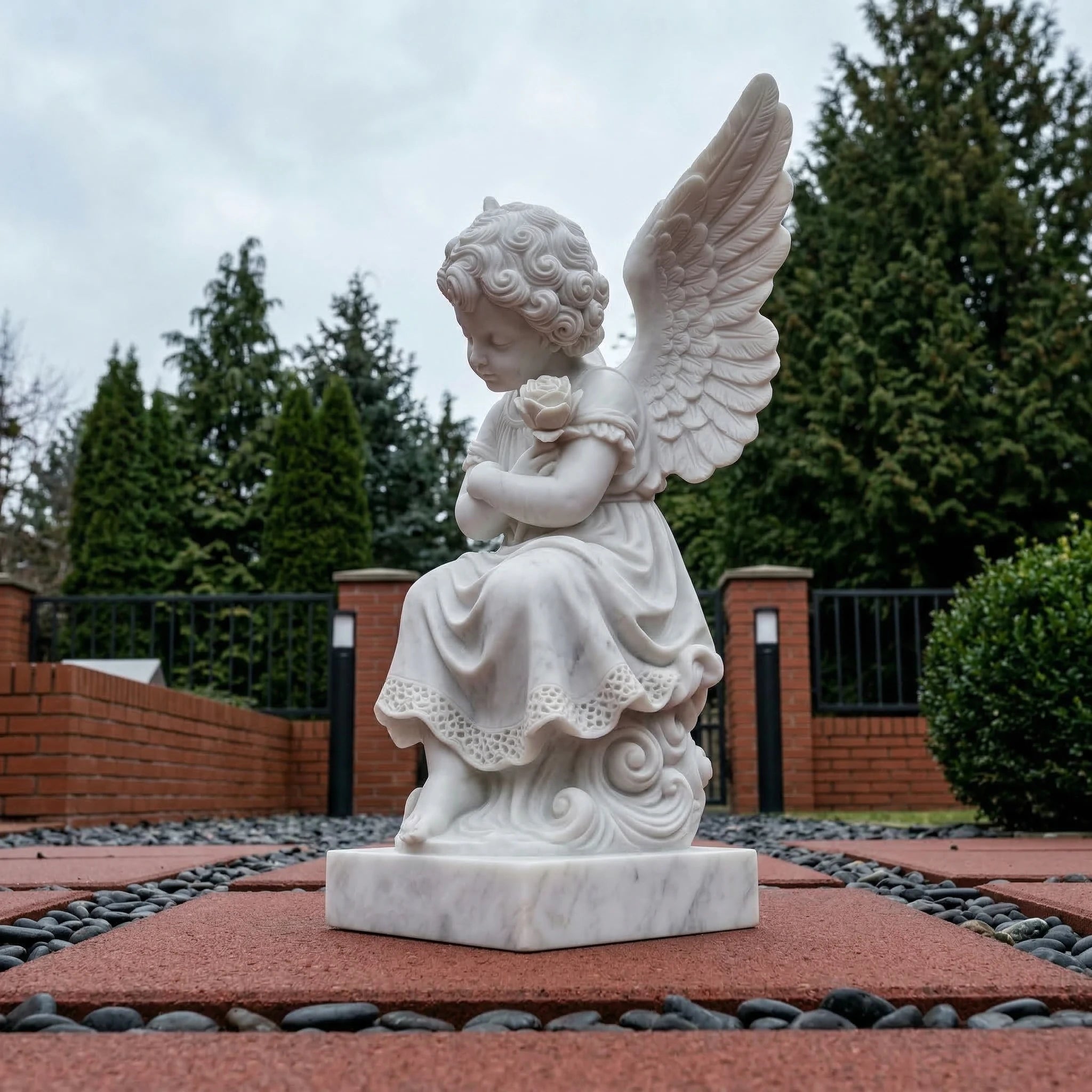 Vela-Natural-Marble-Cherubic-Angel-Sculpture-Seated-Garden-Court-VSMS-2867-05