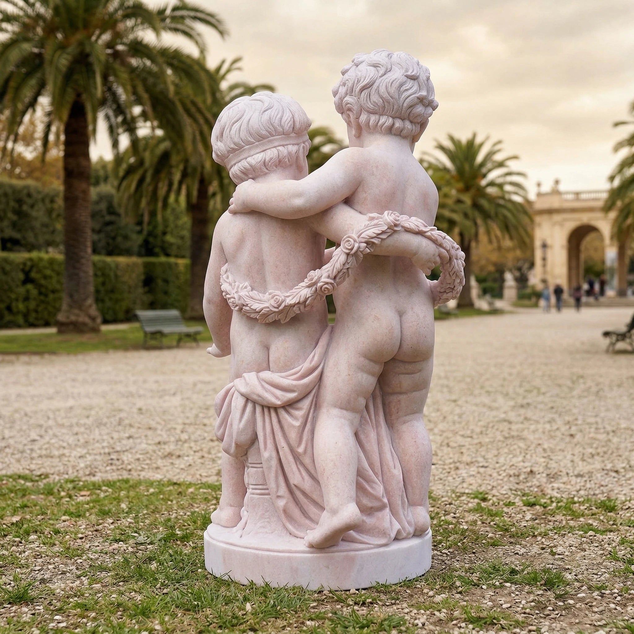 Vela-Natural-Marble-Cherubic-Embrace-Sculpture-Garden-Pedestal-VSMS-6842-01