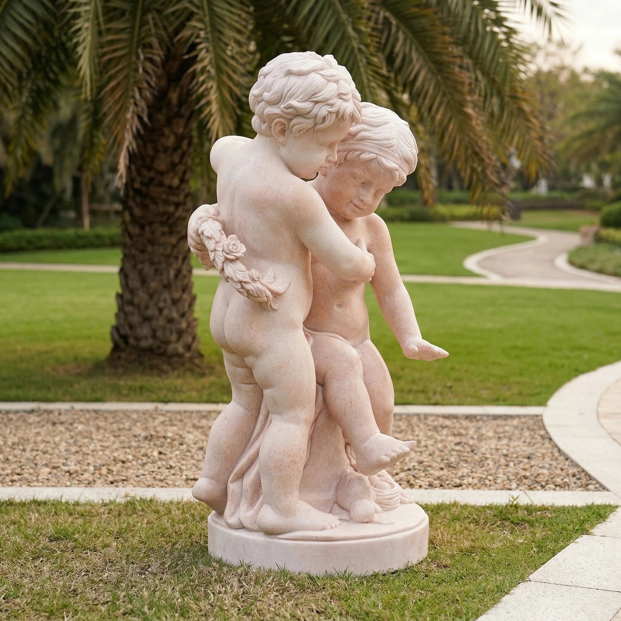 Vela-Natural-Marble-Cherubic-Embrace-Sculpture-Garden-Pedestal-VSMS-6842-03