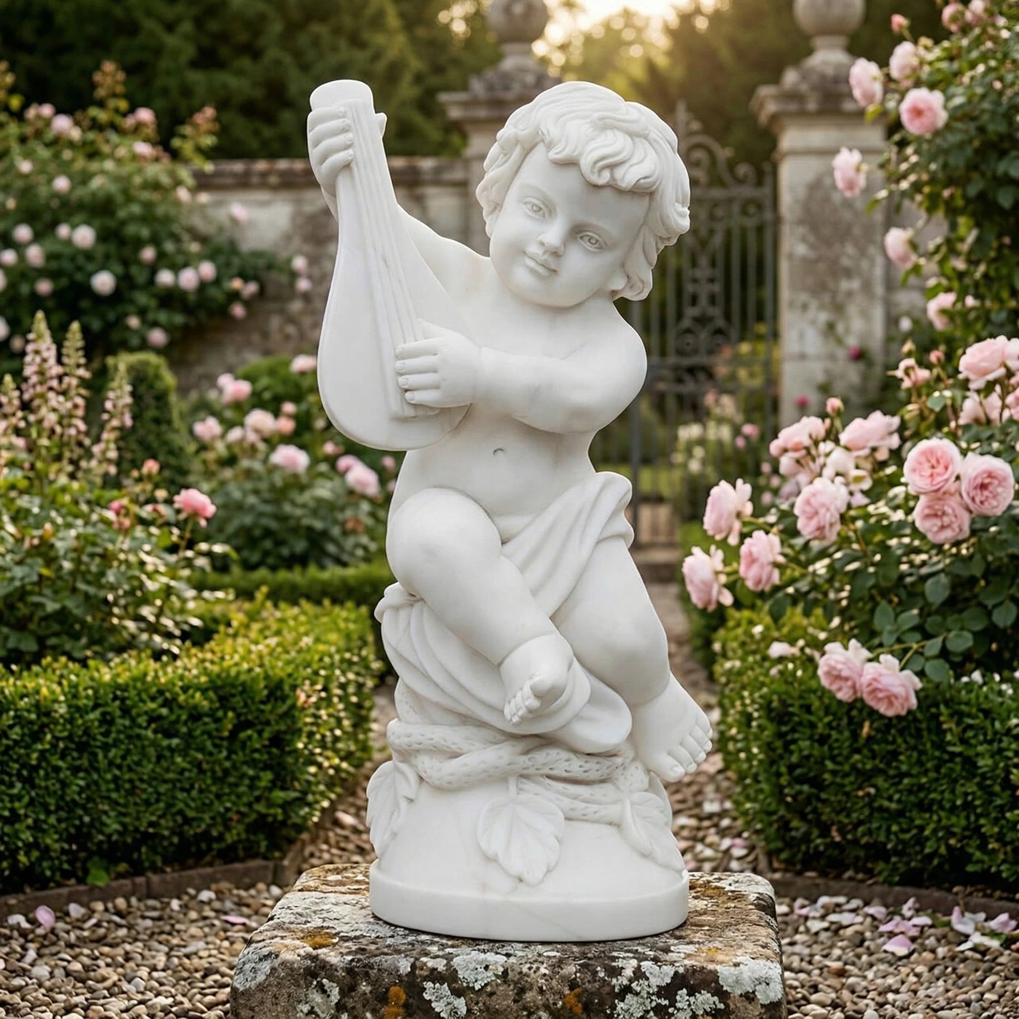 Vela-Natural-Marble-Cherubic-Lyre-Sculpture-Garden-Pedestal-VSMS-874-01