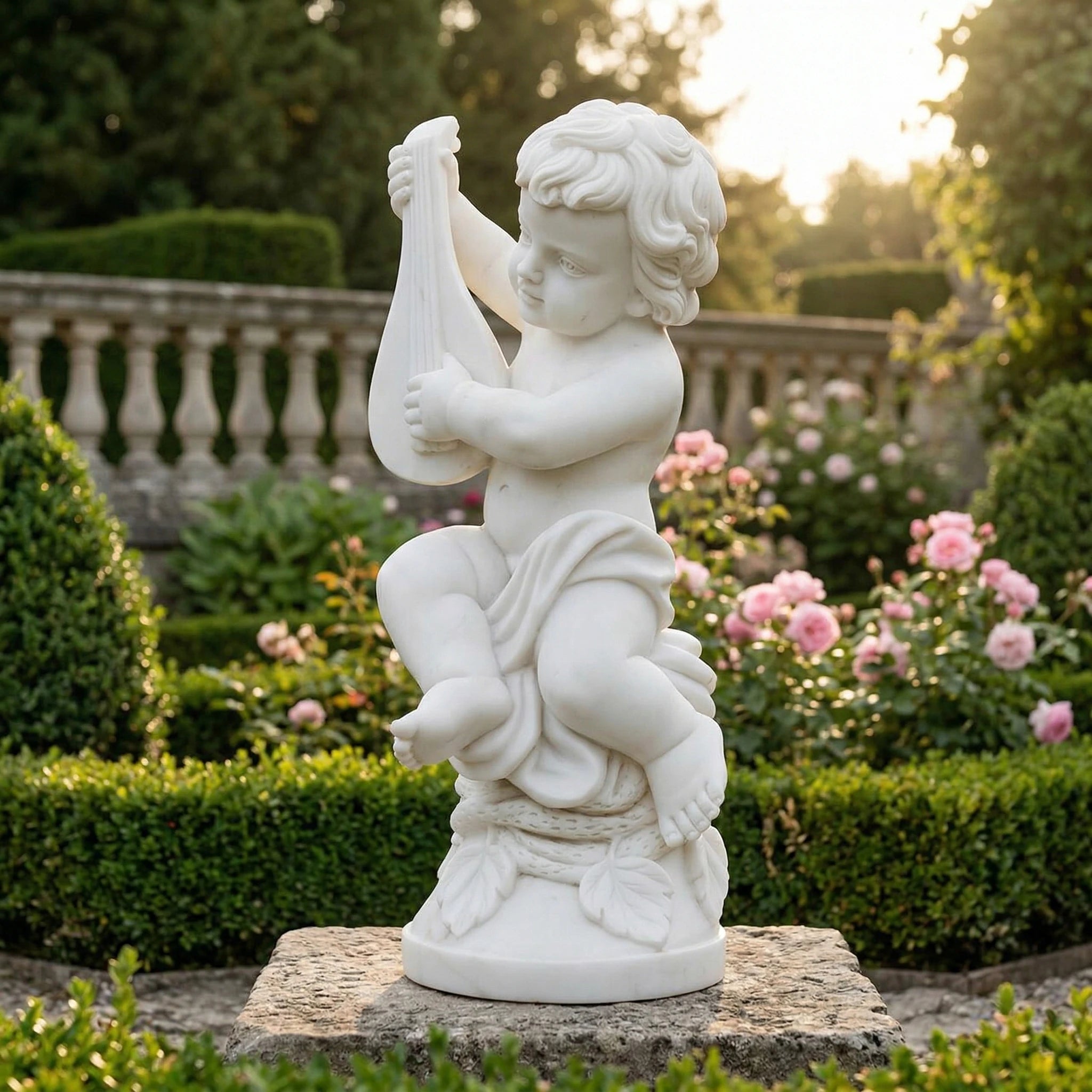 Vela-Natural-Marble-Cherubic-Lyre-Sculpture-Garden-Pedestal-VSMS-874-05