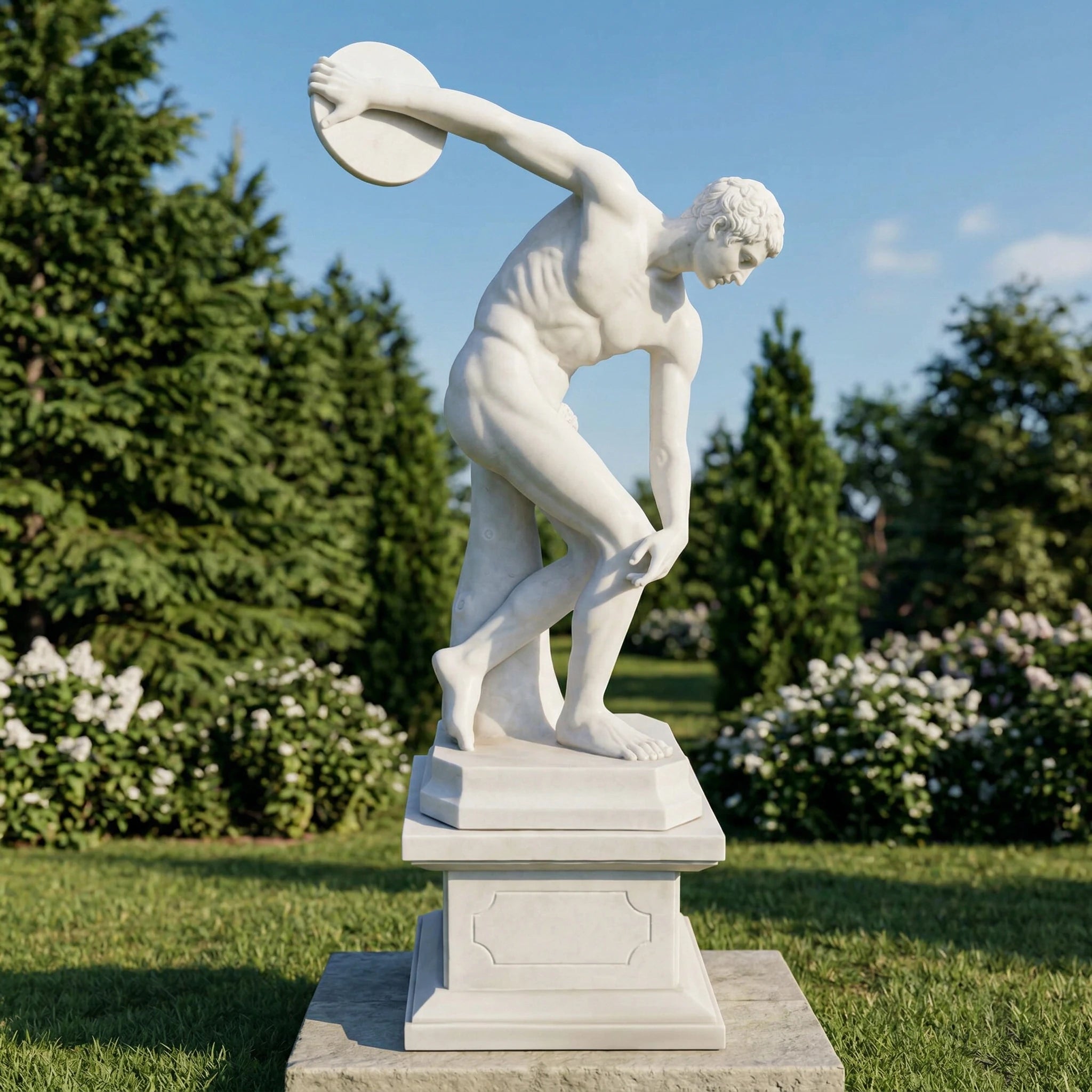 Vela-Natural-Marble-Discus-Thrower-Sculpture-on-Plinth-VSMS-907-01