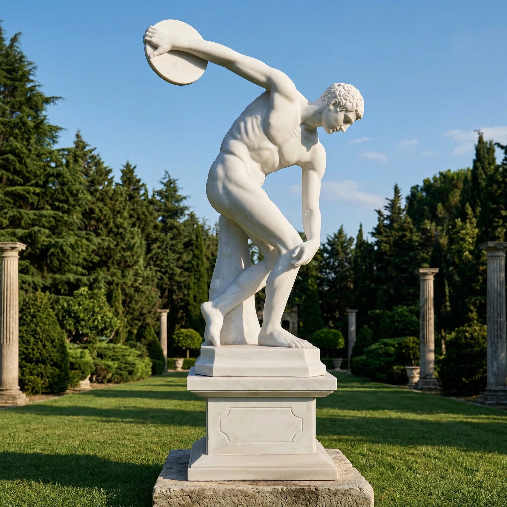 Vela-Natural-Marble-Discus-Thrower-Sculpture-on-Plinth-VSMS-907-05
