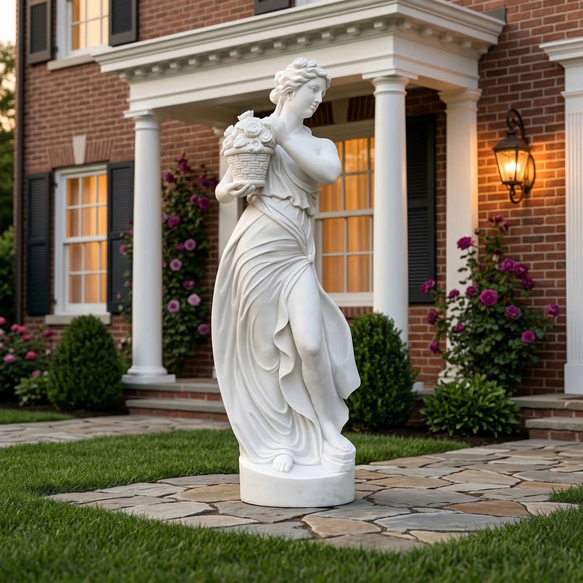 Vela-Natural-Marble-Female-Floral-Basket-Sculpture-Garden-Figure-VSMS-2648-01