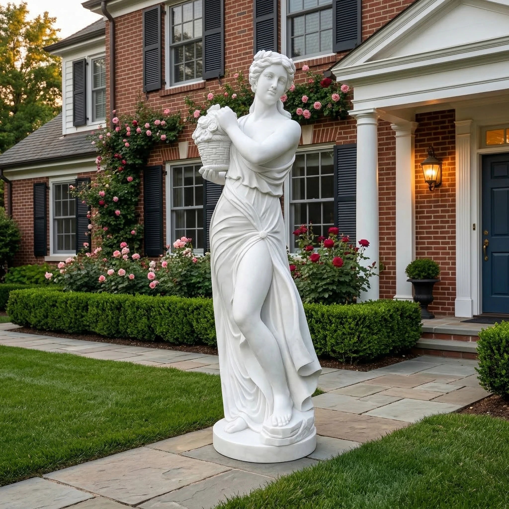 Vela-Natural-Marble-Female-Floral-Basket-Sculpture-Garden-Figure-VSMS-2648-05