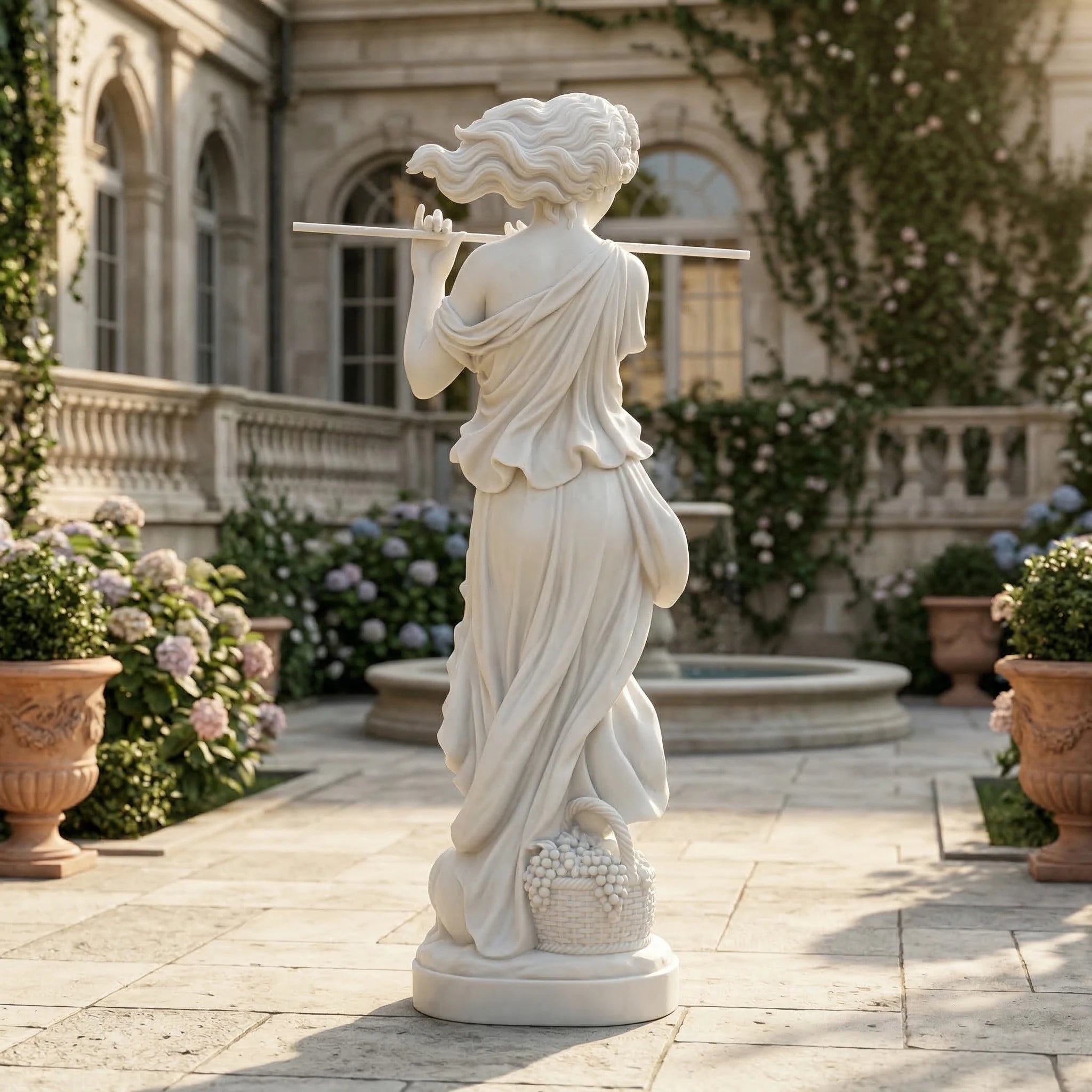 Vela-Natural-Marble-Female-Musician-Sculpture-on-Fluted-Plinth-VSMS-3928-02