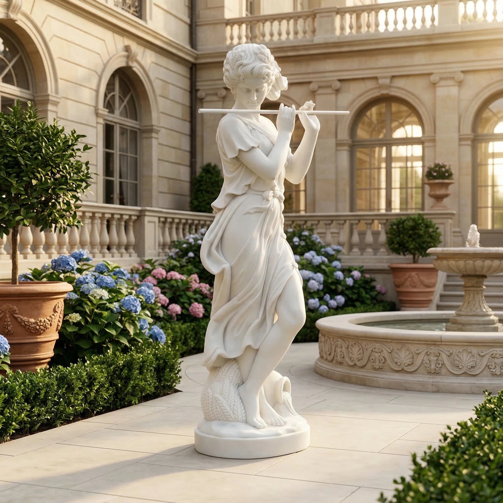 Vela-Natural-Marble-Female-Musician-Sculpture-on-Fluted-Plinth-VSMS-3928-03