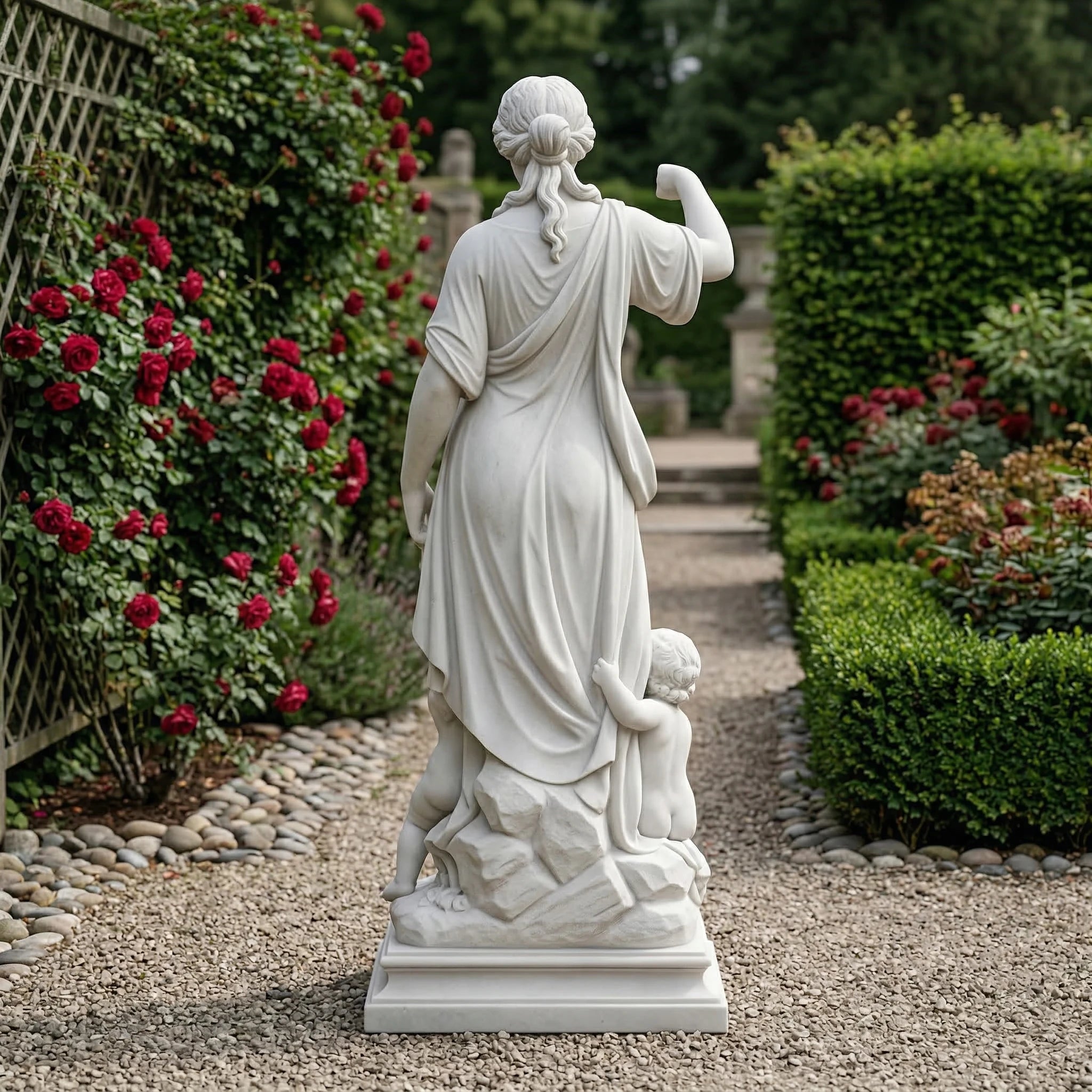 Vela-Natural-Marble-Figurative-Female-and-Cherub-Sculpture-Garden-Contrapposto-VSMS-3926-02