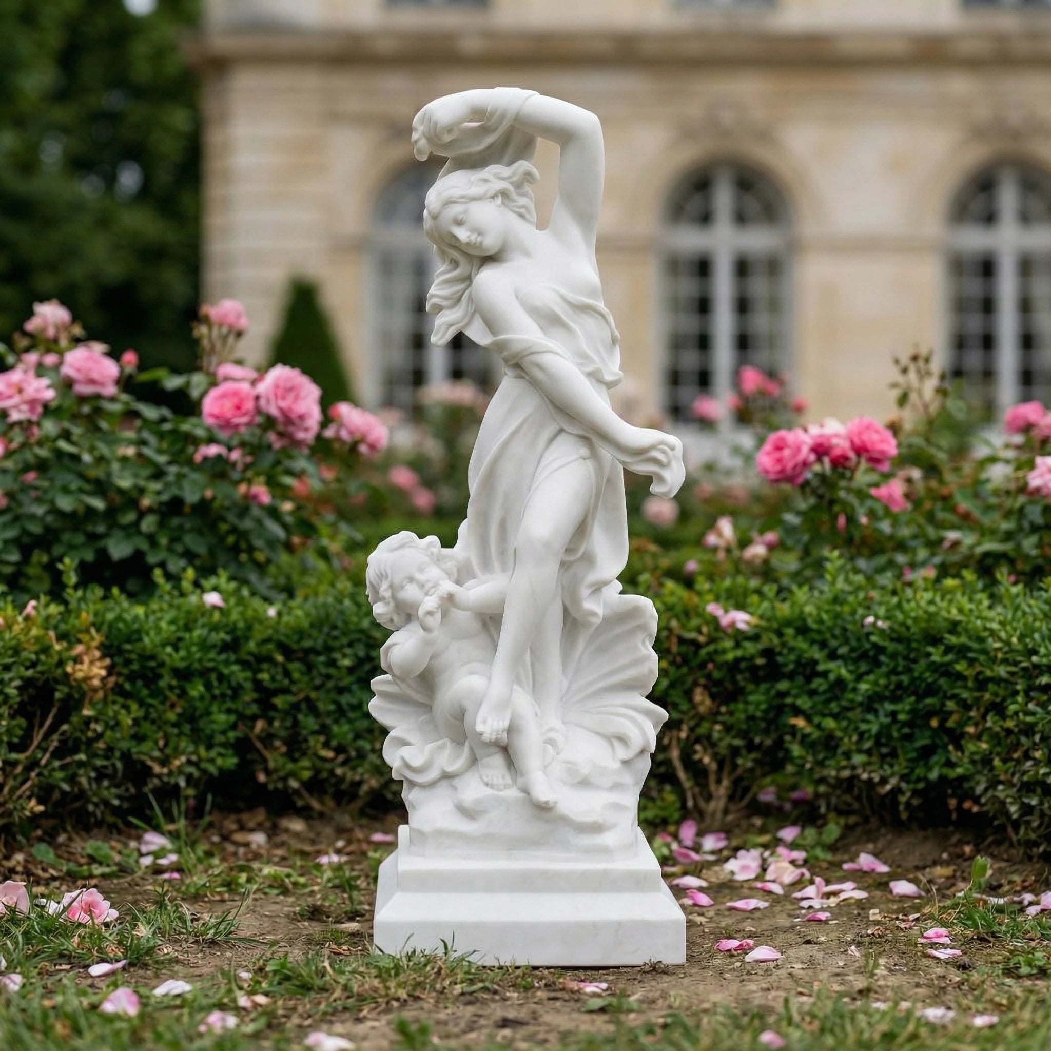 Vela-Natural-Marble-Figurative-Female-and-Child-Sculpture-Garden-Pedestal-VSMS-7548-01