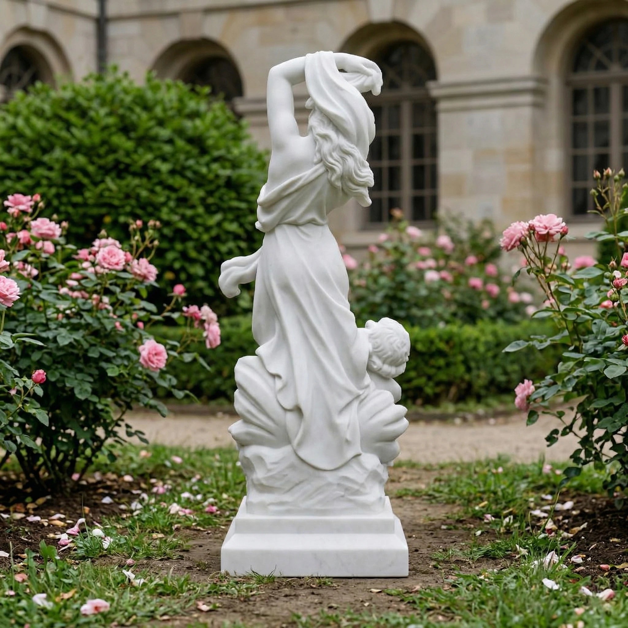 Vela-Natural-Marble-Figurative-Female-and-Child-Sculpture-Garden-Pedestal-VSMS-7548-02