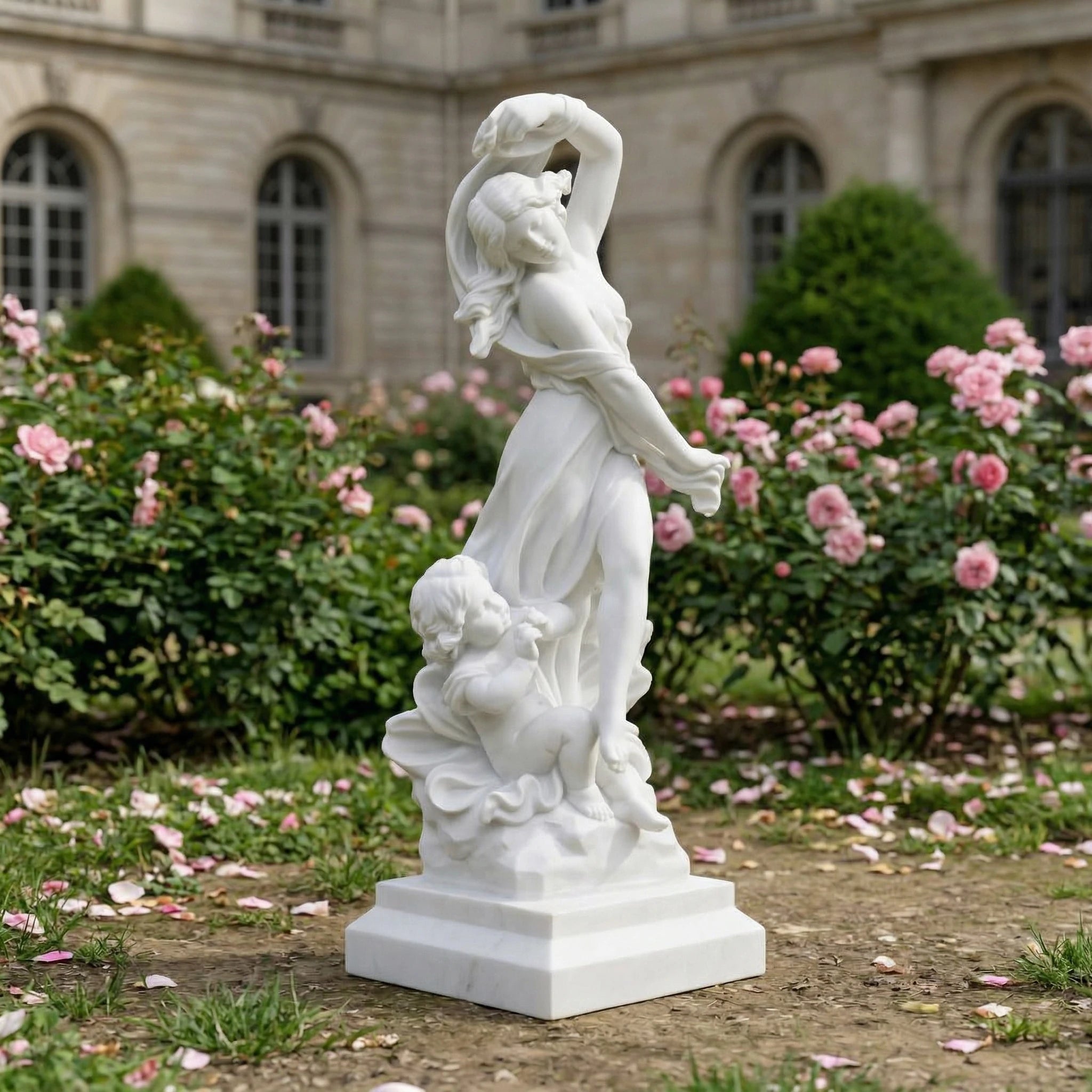 Vela-Natural-Marble-Figurative-Female-and-Child-Sculpture-Garden-Pedestal-VSMS-7548-03