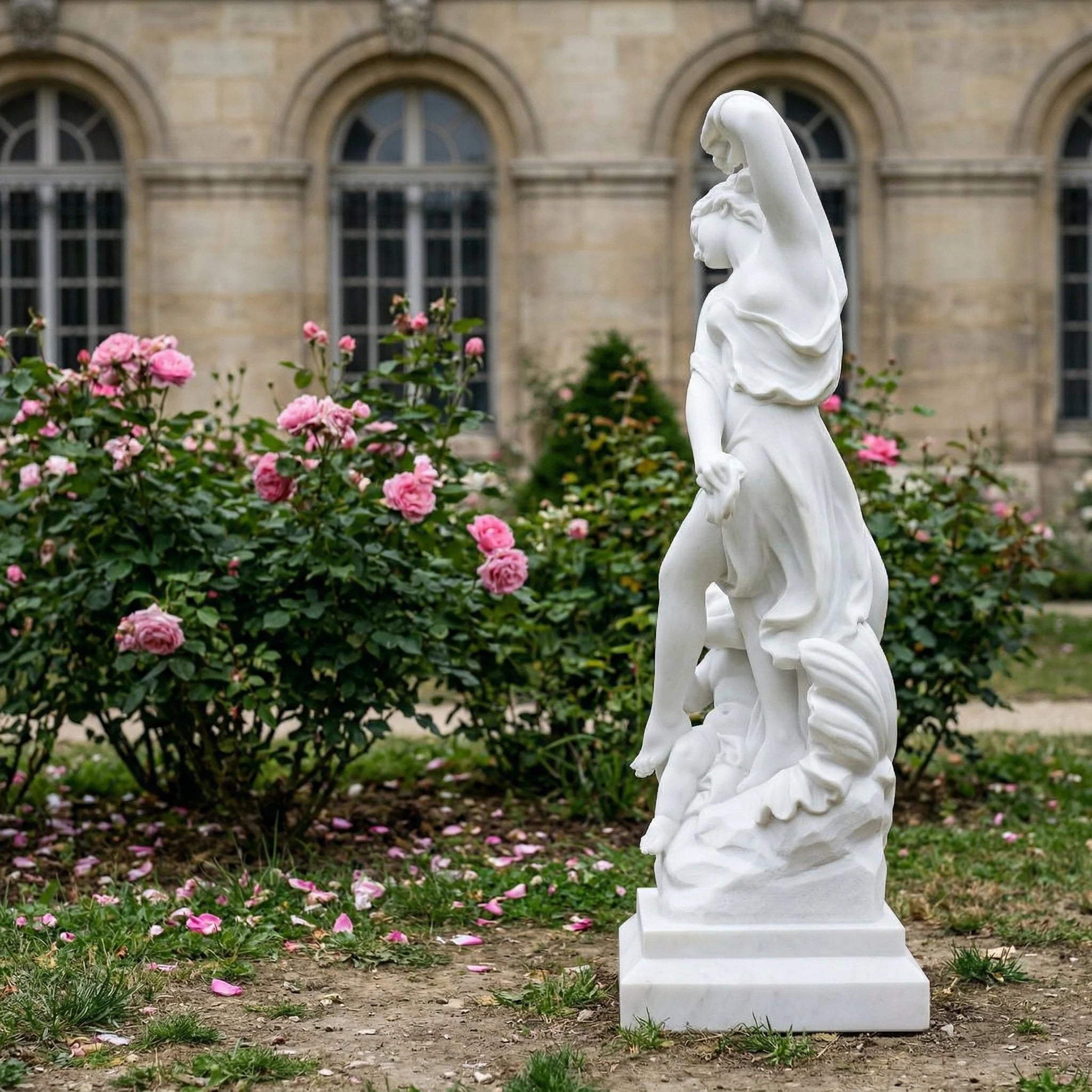 Vela-Natural-Marble-Figurative-Female-and-Child-Sculpture-Garden-Pedestal-VSMS-7548-04