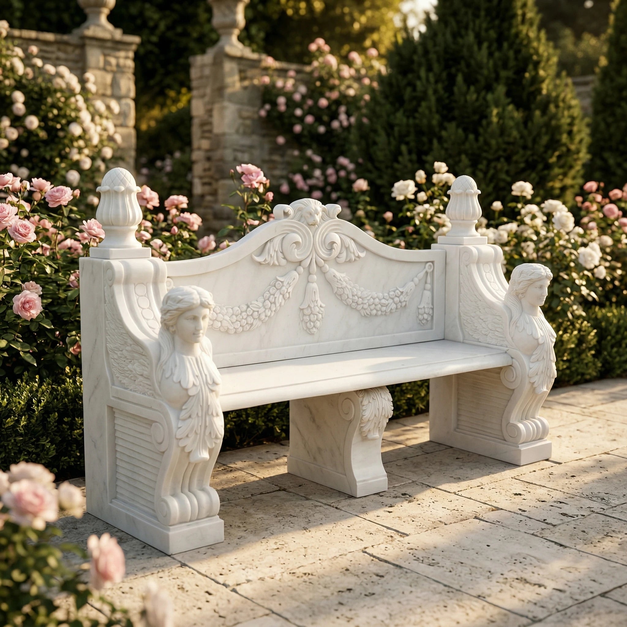 Vela-Natural-Marble-Figurative-Garden-Bench-Sculpture-Classical-Outdoor-Seating-VSMS-4195-01