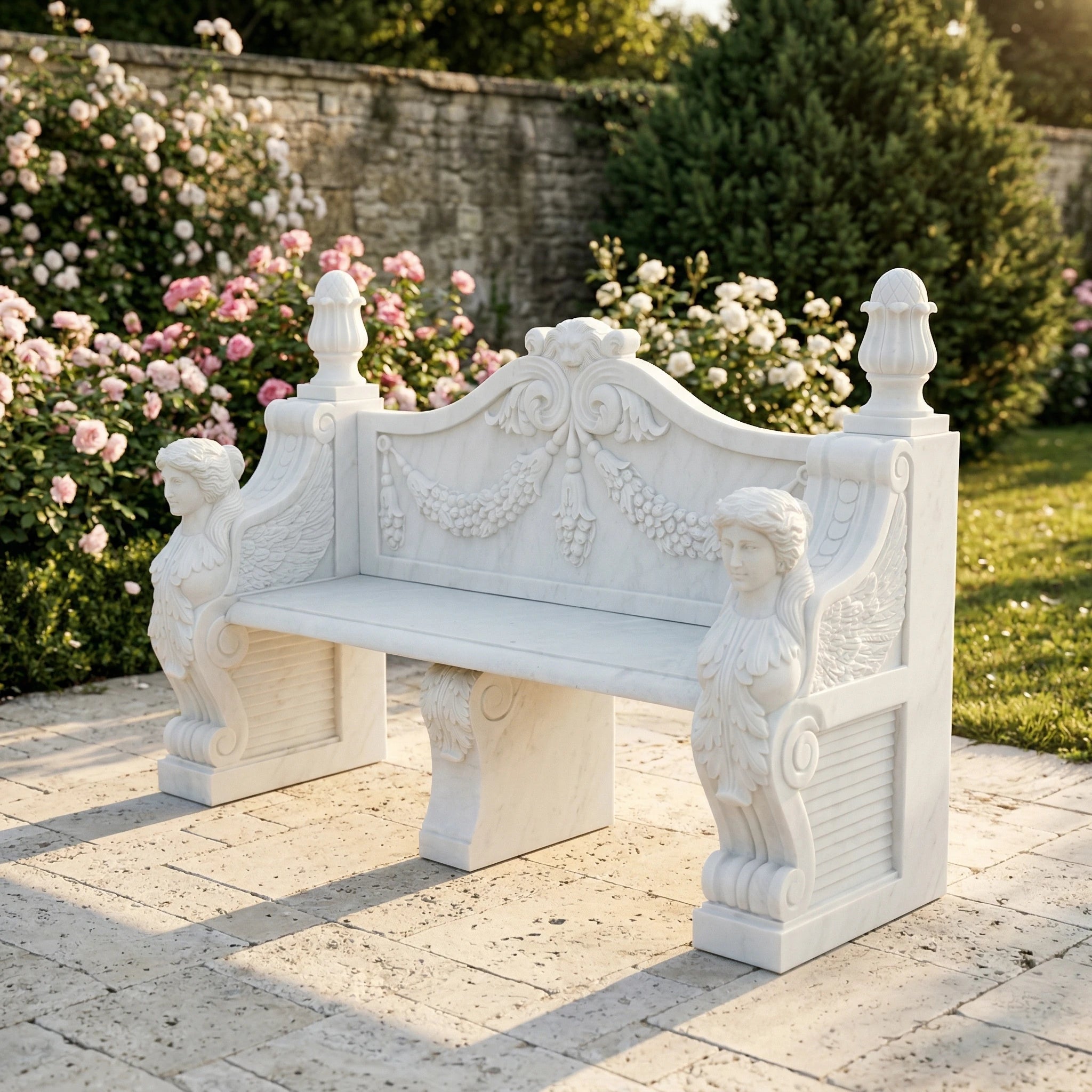 Vela-Natural-Marble-Figurative-Garden-Bench-Sculpture-Classical-Outdoor-Seating-VSMS-4195-03