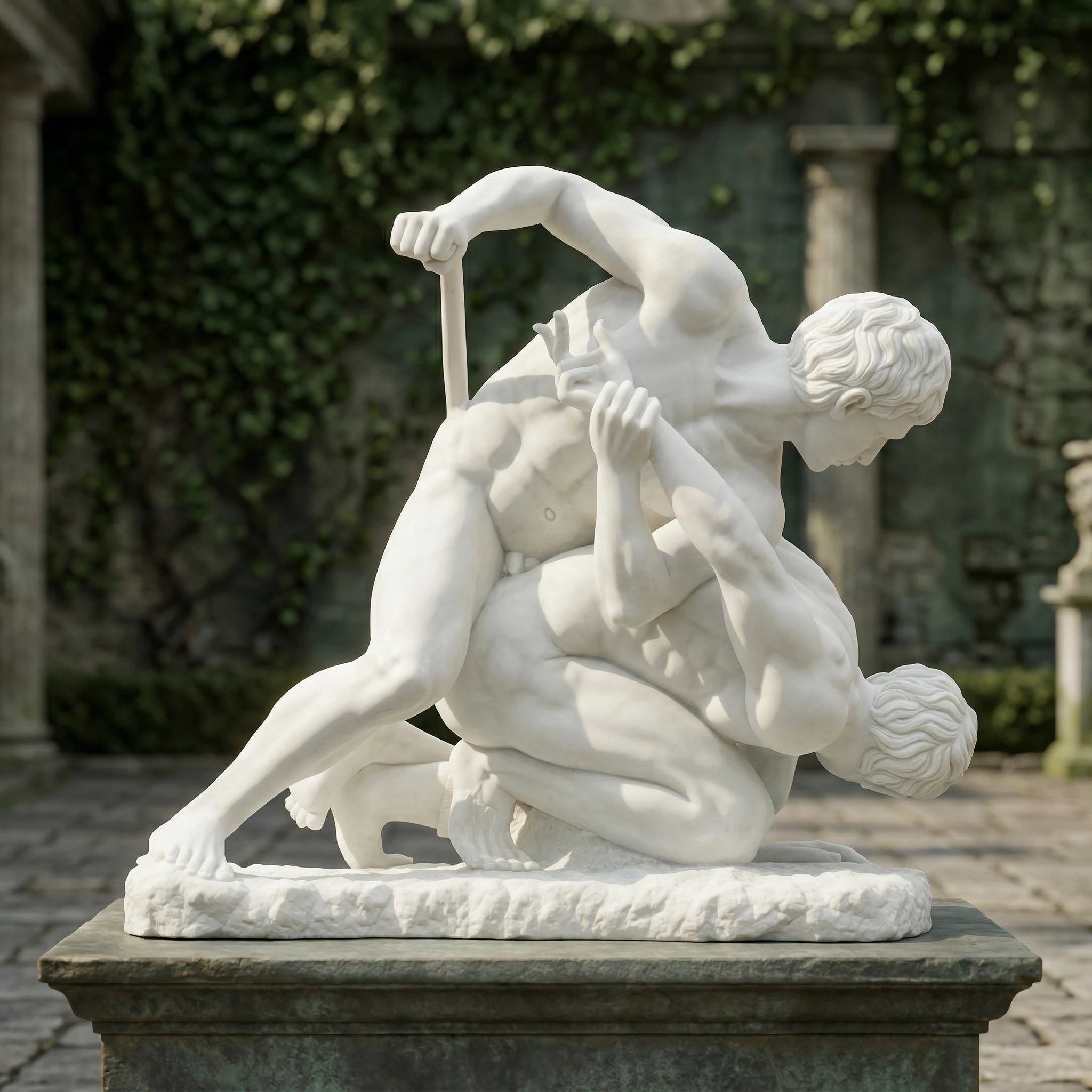 Vela-Natural-Marble-Figurative-Human-Form-Sculpture-Wrestling-Embrace-VSMS-5093-01