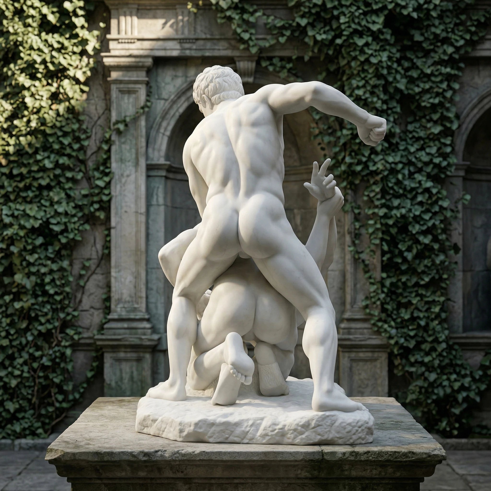 Vela-Natural-Marble-Figurative-Human-Form-Sculpture-Wrestling-Embrace-VSMS-5093-02