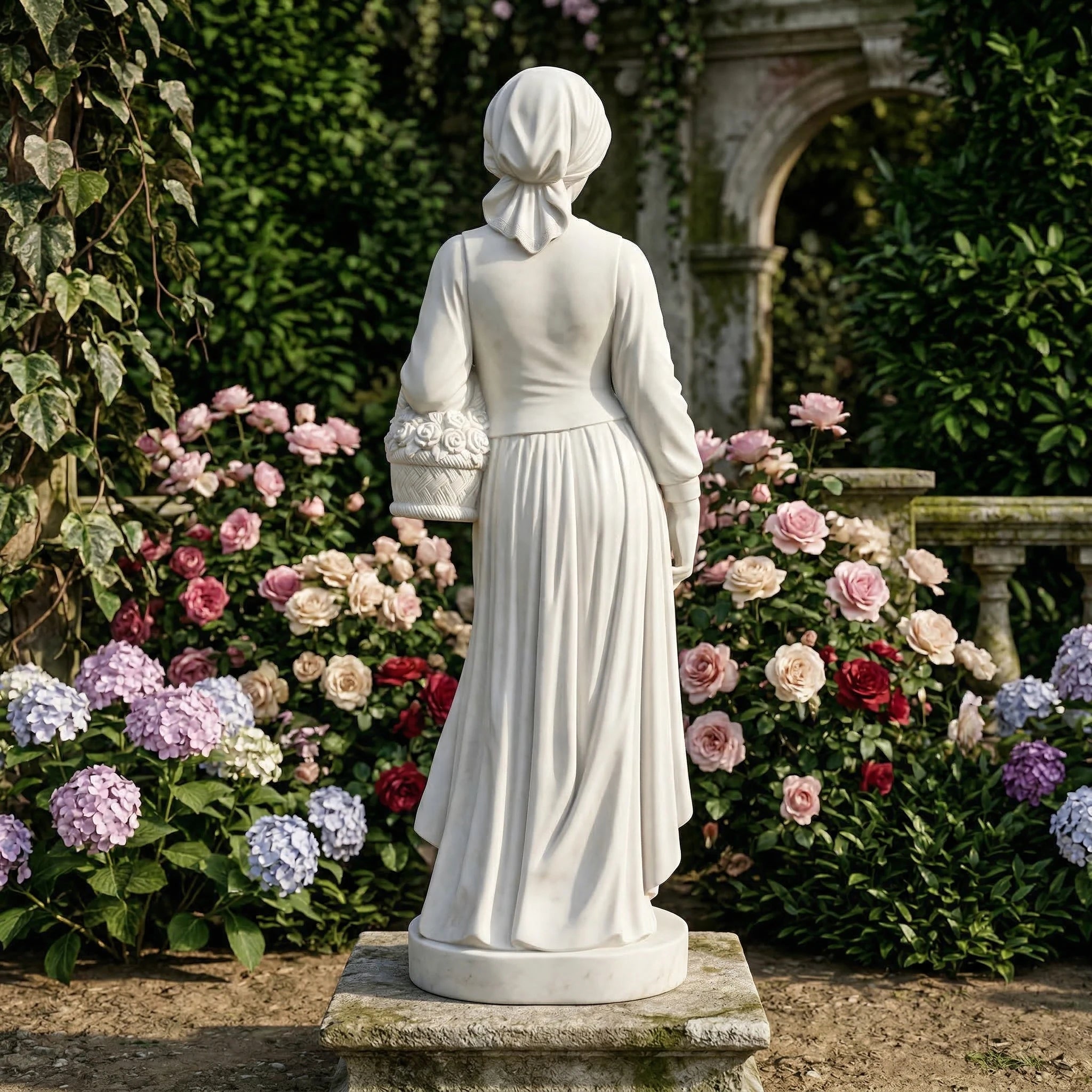 Vela-Natural-Marble-Garden-Maiden-Sculpture-Pedestal-Figure-VSMS-1523-02