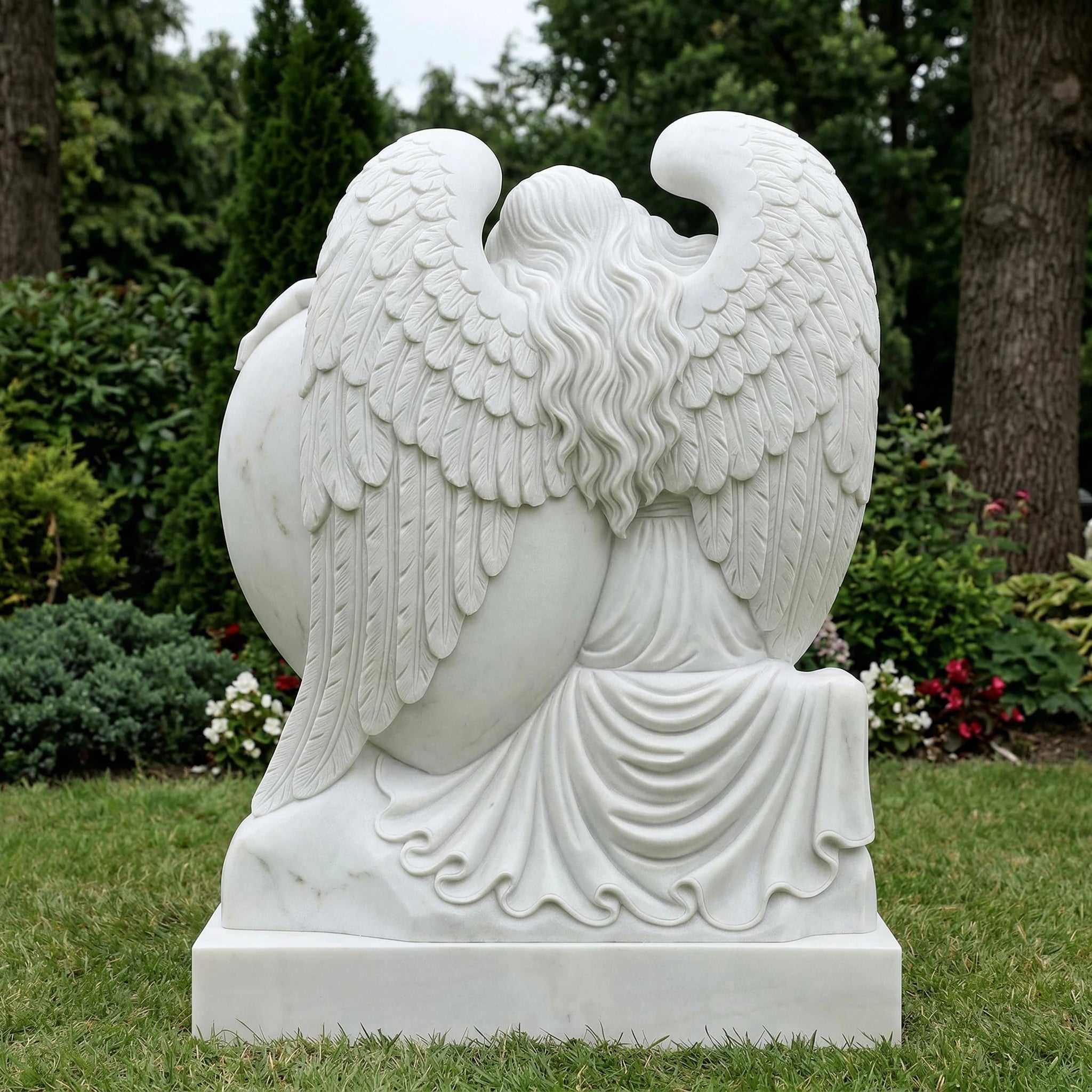 Vela-Natural-Marble-Grieving-Angel-Sculpture-Garden-Memorial-VSMS-6451-02