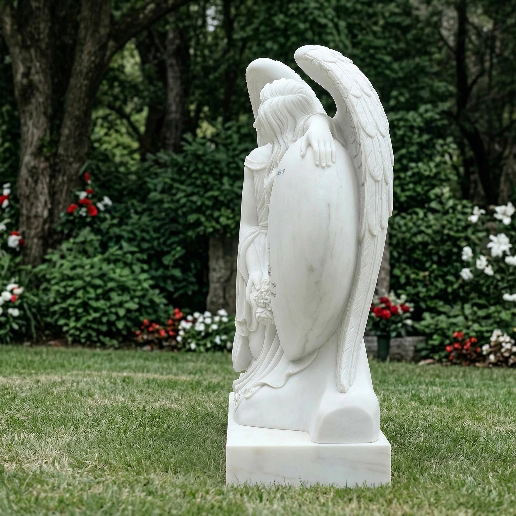 Vela-Natural-Marble-Grieving-Angel-Sculpture-Garden-Memorial-VSMS-6451-04