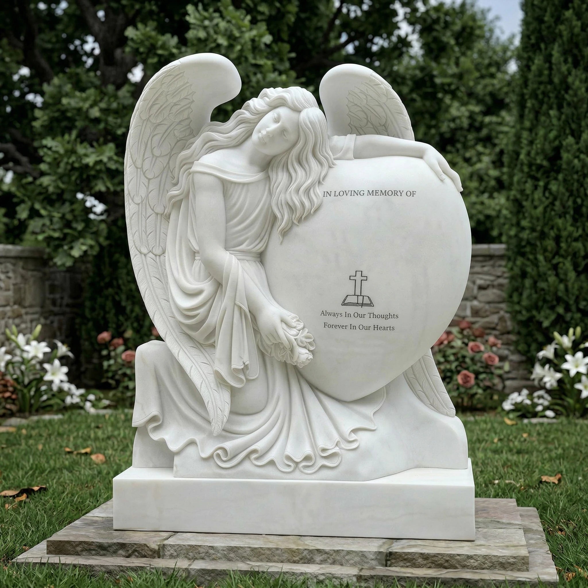 Vela-Natural-Marble-Grieving-Angel-Sculpture-Garden-Memorial-VSMS-6451-05