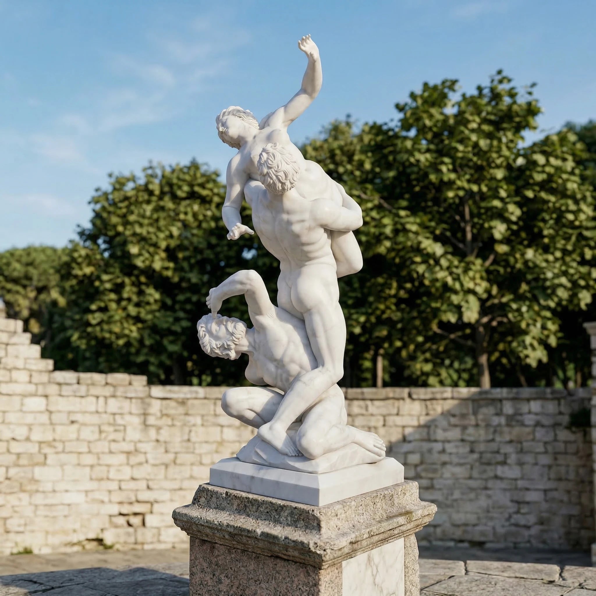 Vela-Natural-Marble-Heroic-Figure-Sculpture-Garden-Pedestal-VSMS-4587-01