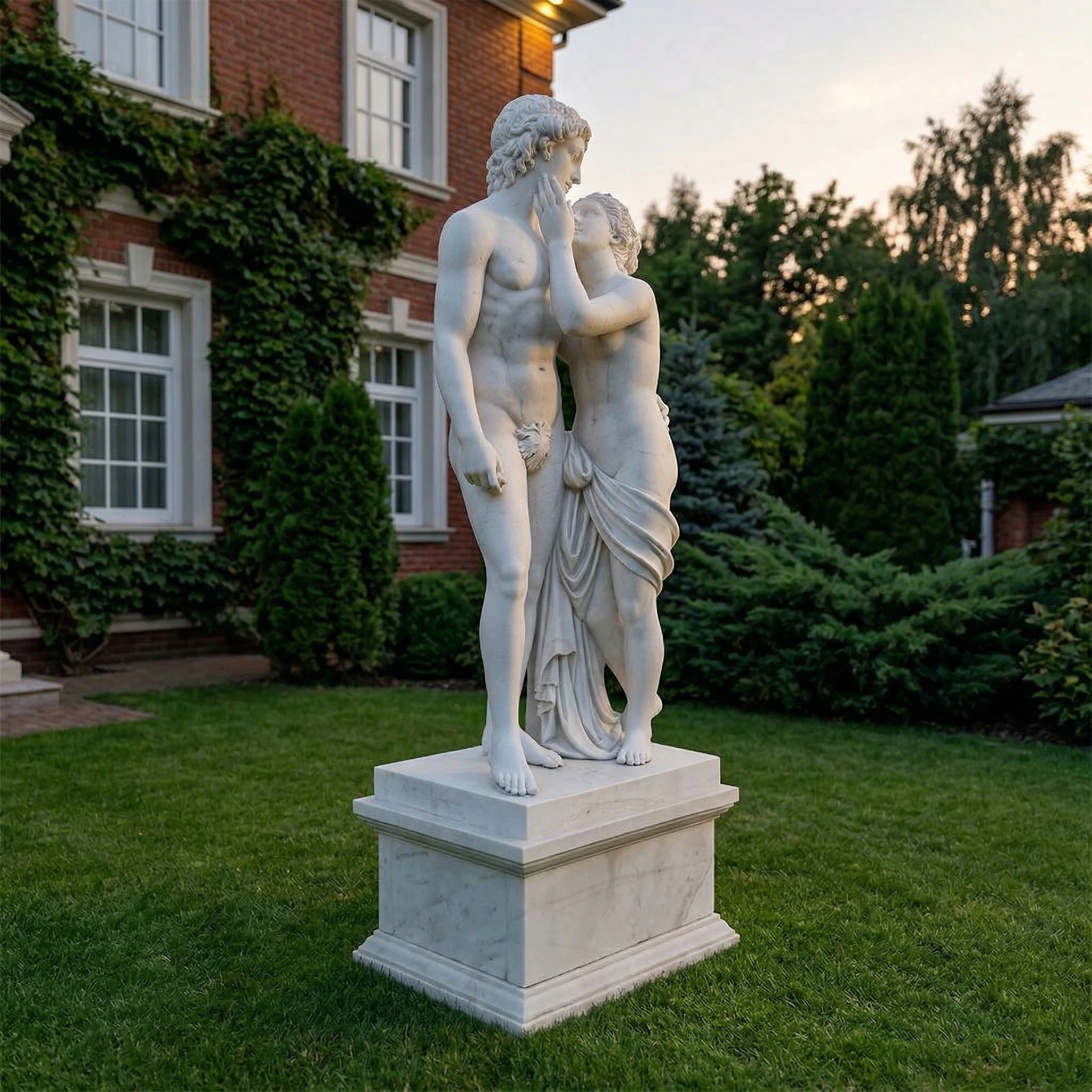 Vela-Natural-Marble-Mythic-Couple-Sculpture-Pedestal-Garden-VSMS-771-03