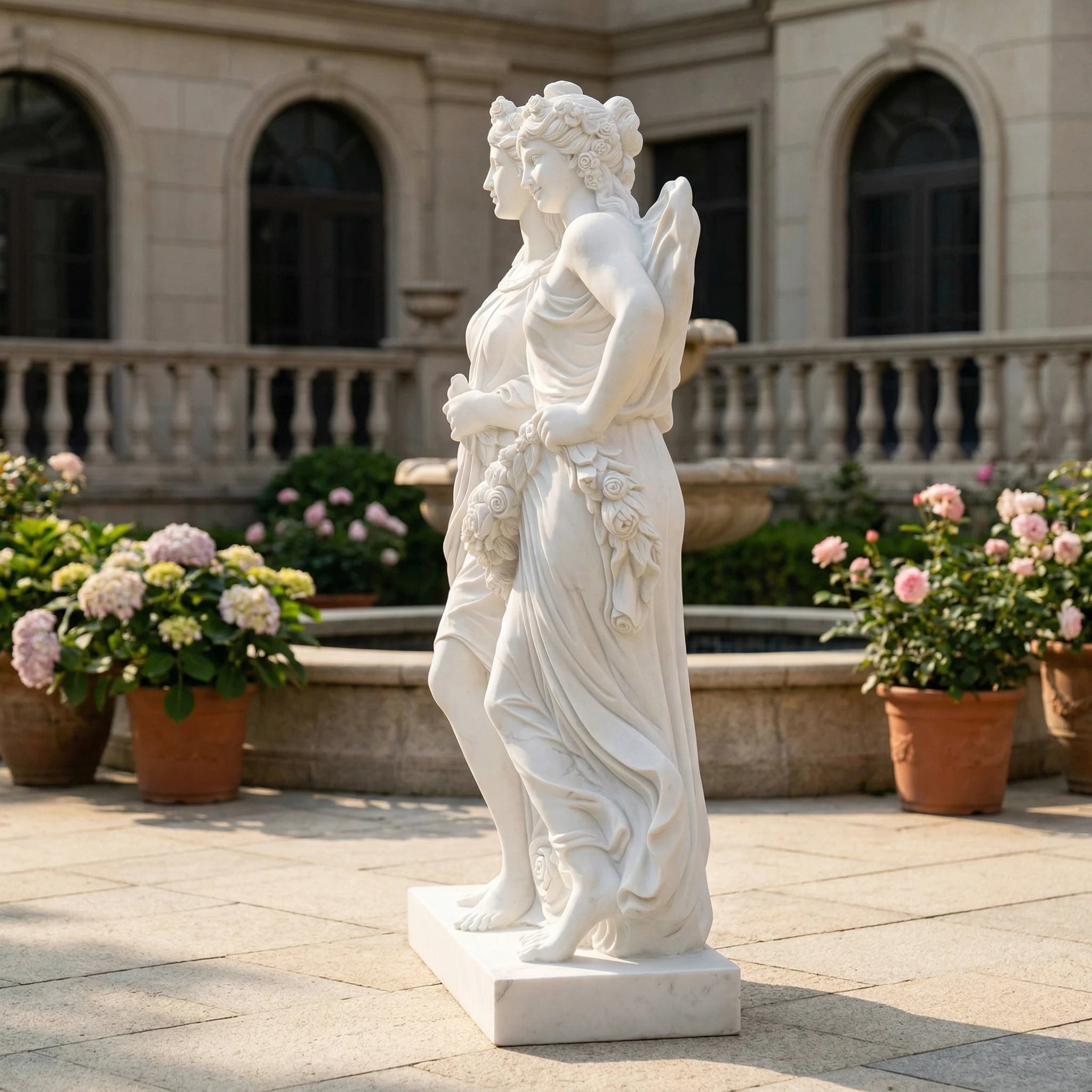 Vela-Natural-Marble-Mythic-Intertwined-Female-Forms-Sculpture-Elegant-Pedestal-Placement-VMSMaterialTypeCode-4823-02