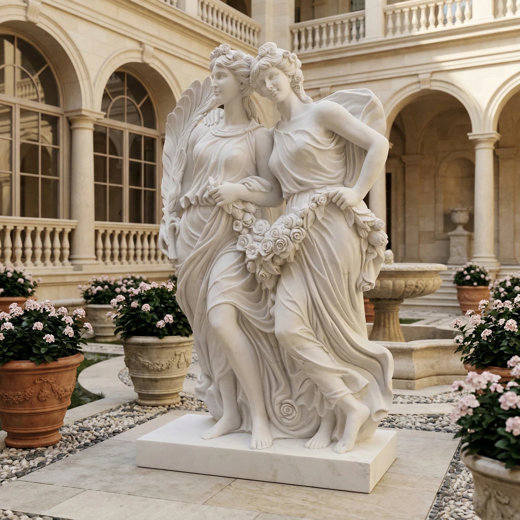 Vela-Natural-Marble-Mythic-Intertwined-Female-Forms-Sculpture-Elegant-Pedestal-Placement-VMSMaterialTypeCode-4823-03