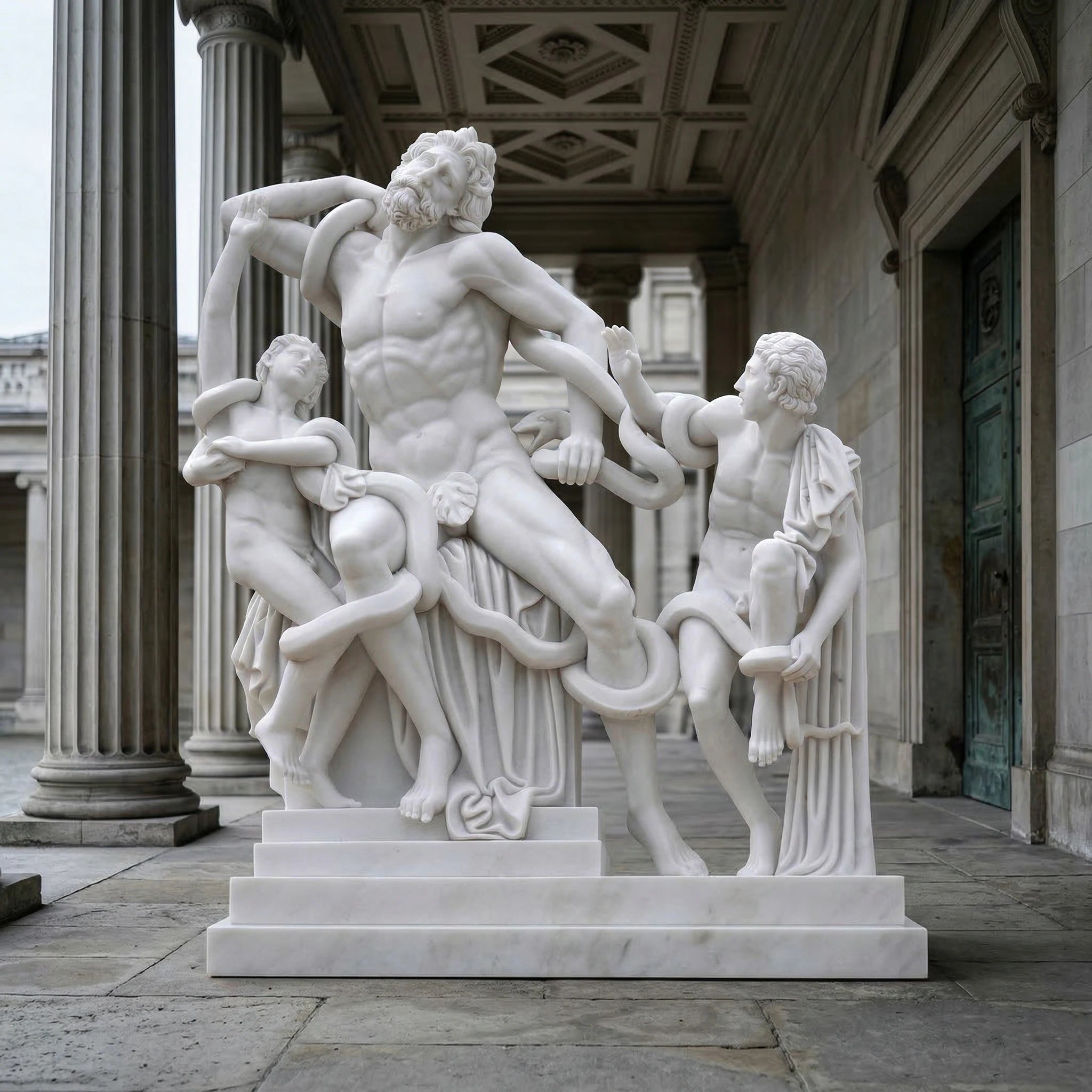 Vela-Natural-Marble-Mythological-Figure-and-Serpent-Sculpture-Garden-Courtyard-VSMS-2235-02