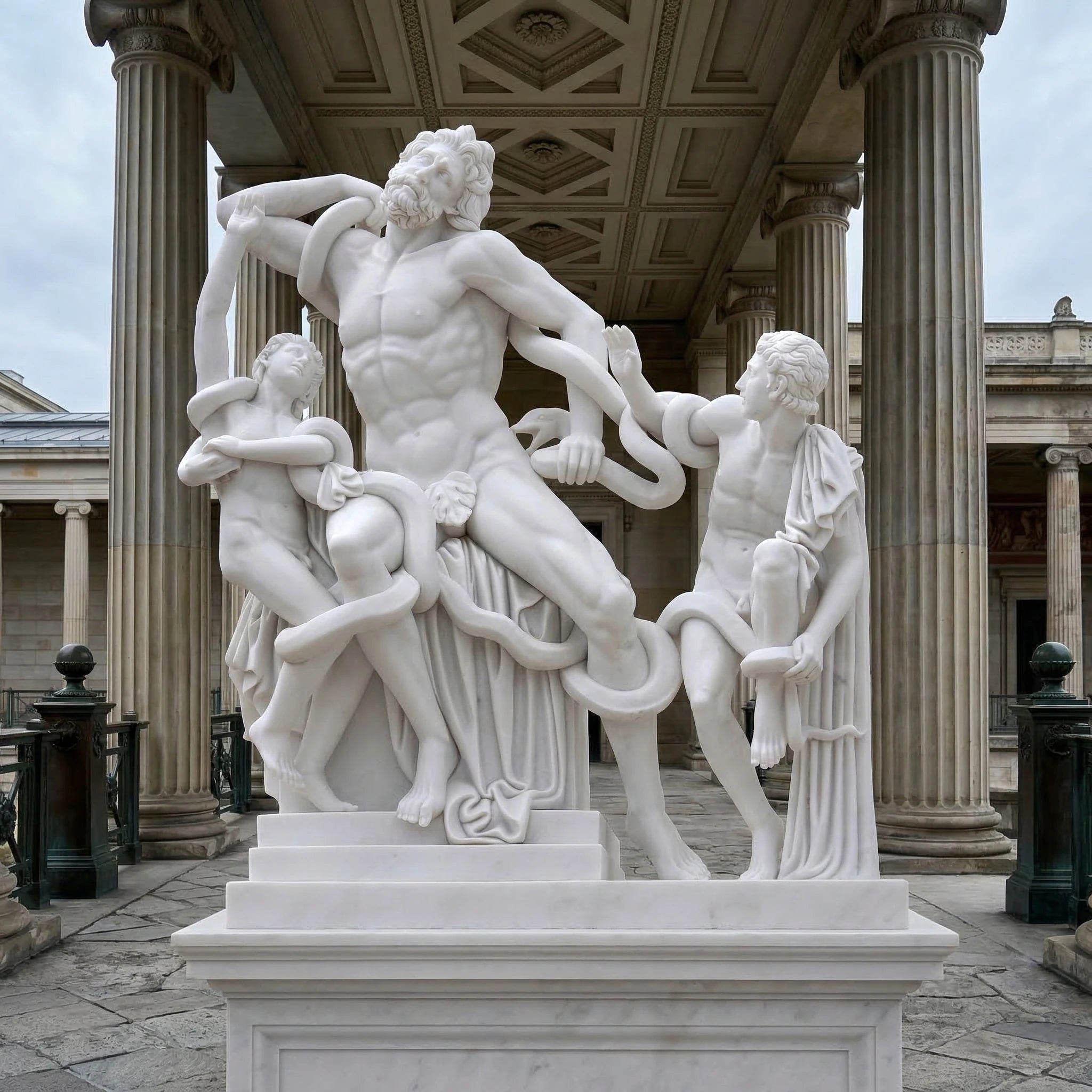 Vela-Natural-Marble-Mythological-Figure-and-Serpent-Sculpture-Garden-Courtyard-VSMS-2235-03