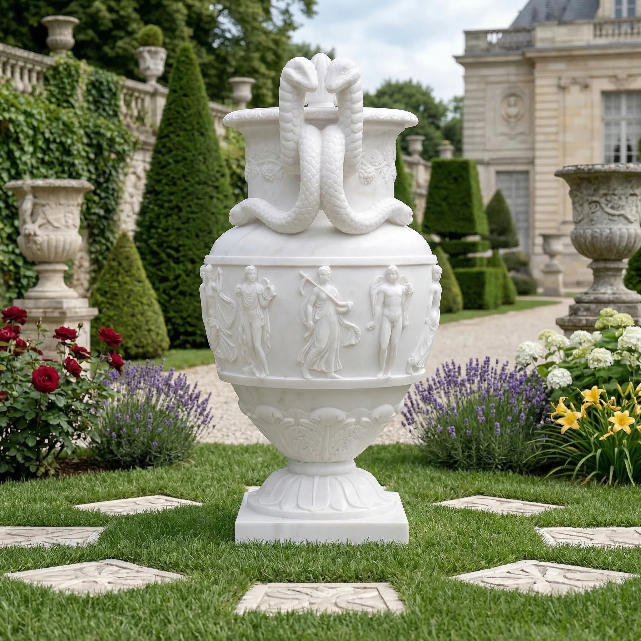 Vela-Natural-Marble-Mythological-Urn-Sculpture-Serpentine-Handles-VSMS-3345-03
