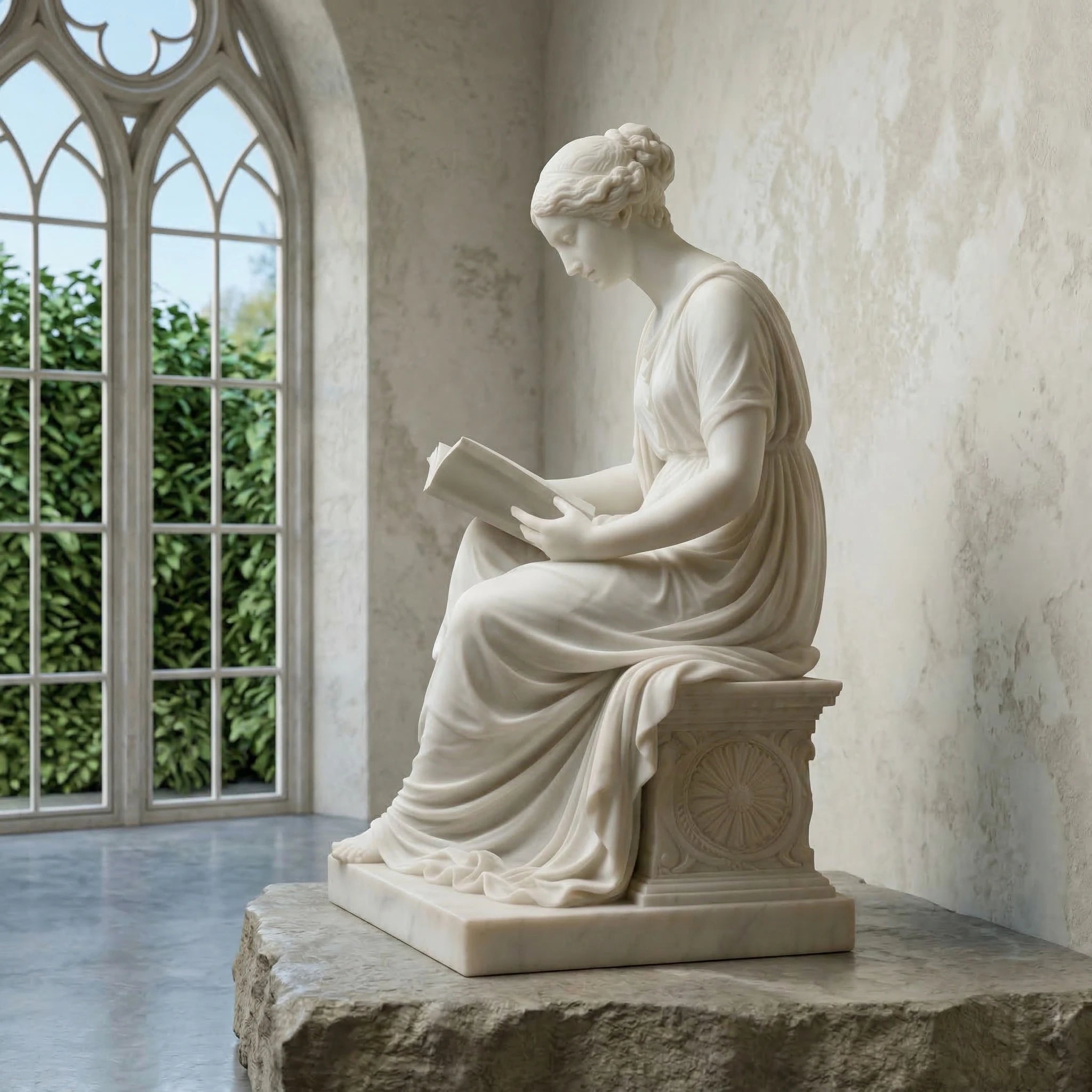 Vela-Natural-Marble-Reading-Woman-Sculpture-Seated-Tabletop-VSMS-2314-03