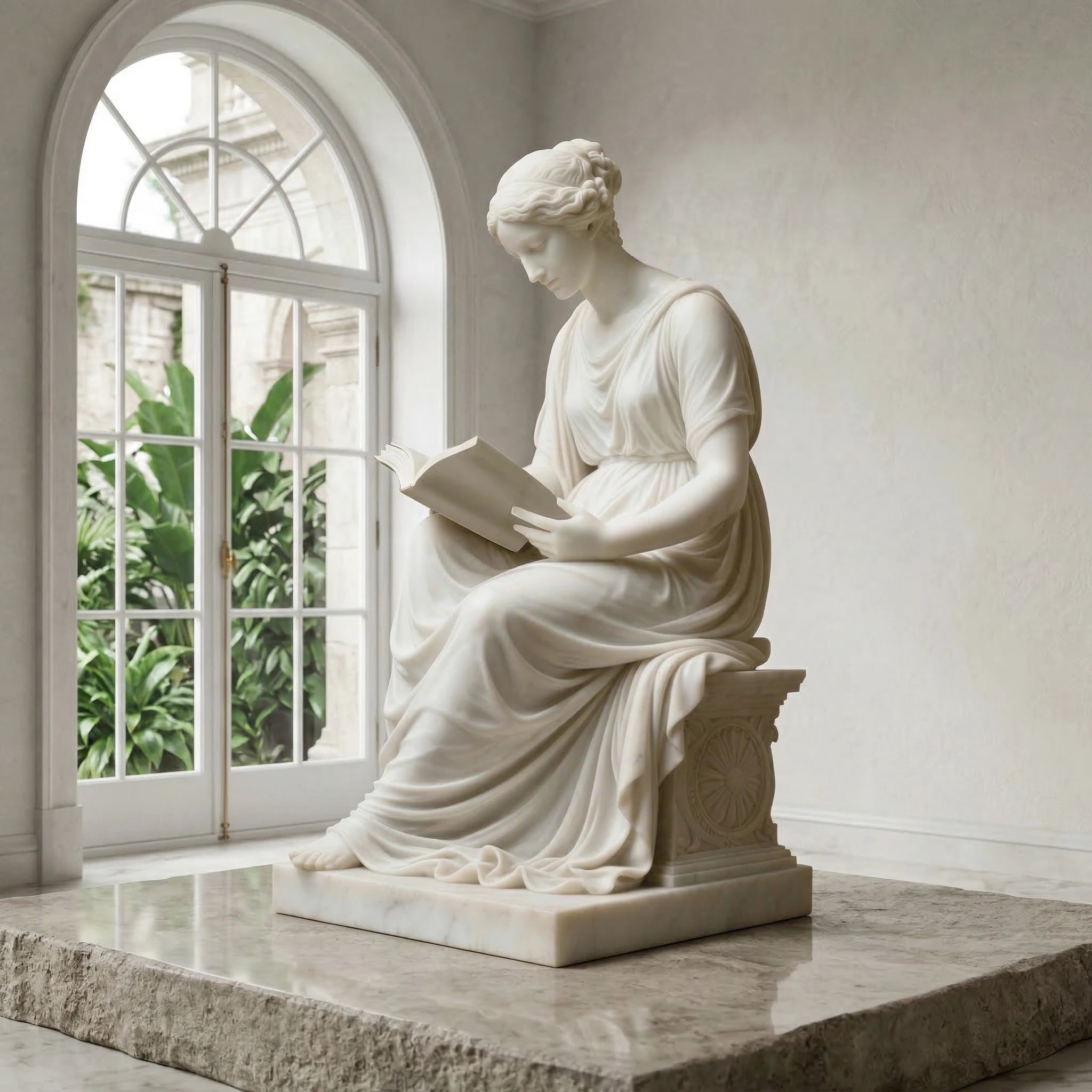Vela-Natural-Marble-Reading-Woman-Sculpture-Seated-Tabletop-VSMS-2314-04