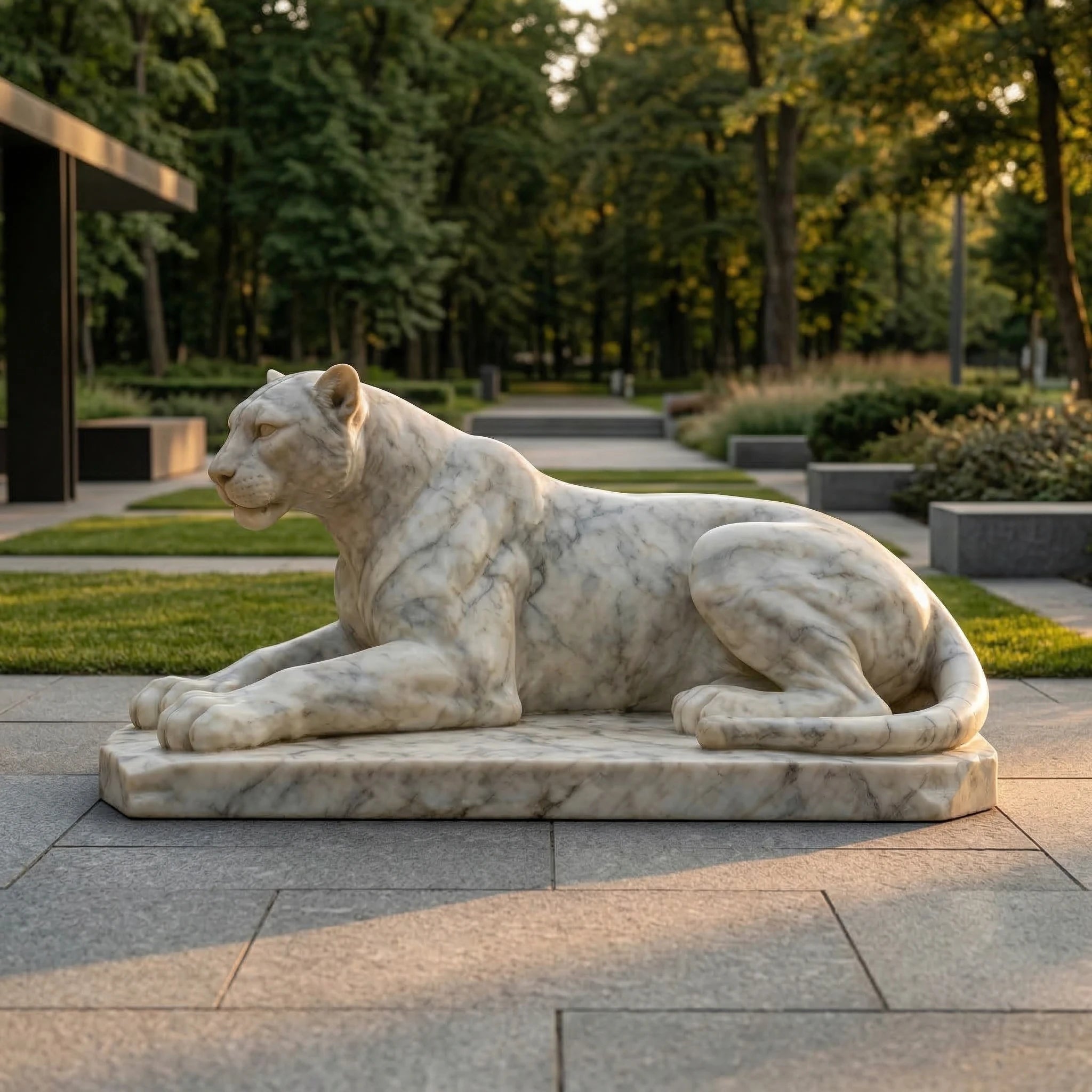 Vela-Natural-Marble-Reclining-Big-Cat-Sculpture-Garden-Plinth-VSMS-3775-03