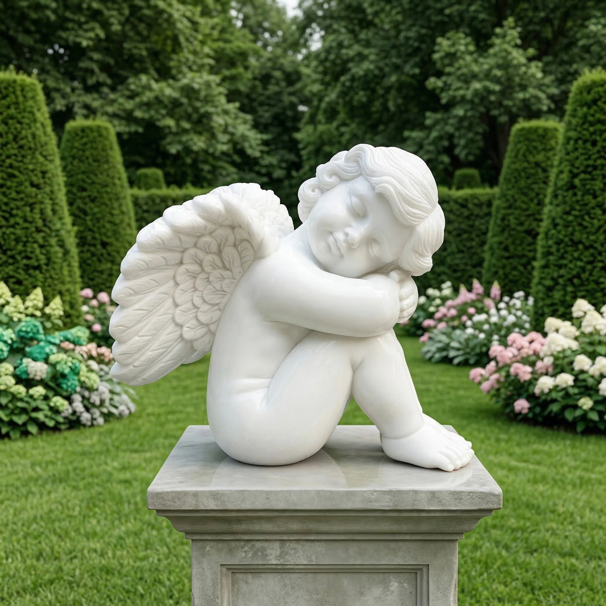 Vela-Natural-Marble-Resting-Cherub-Sculpture-Garden-Pedestal-VSMS-4812-03