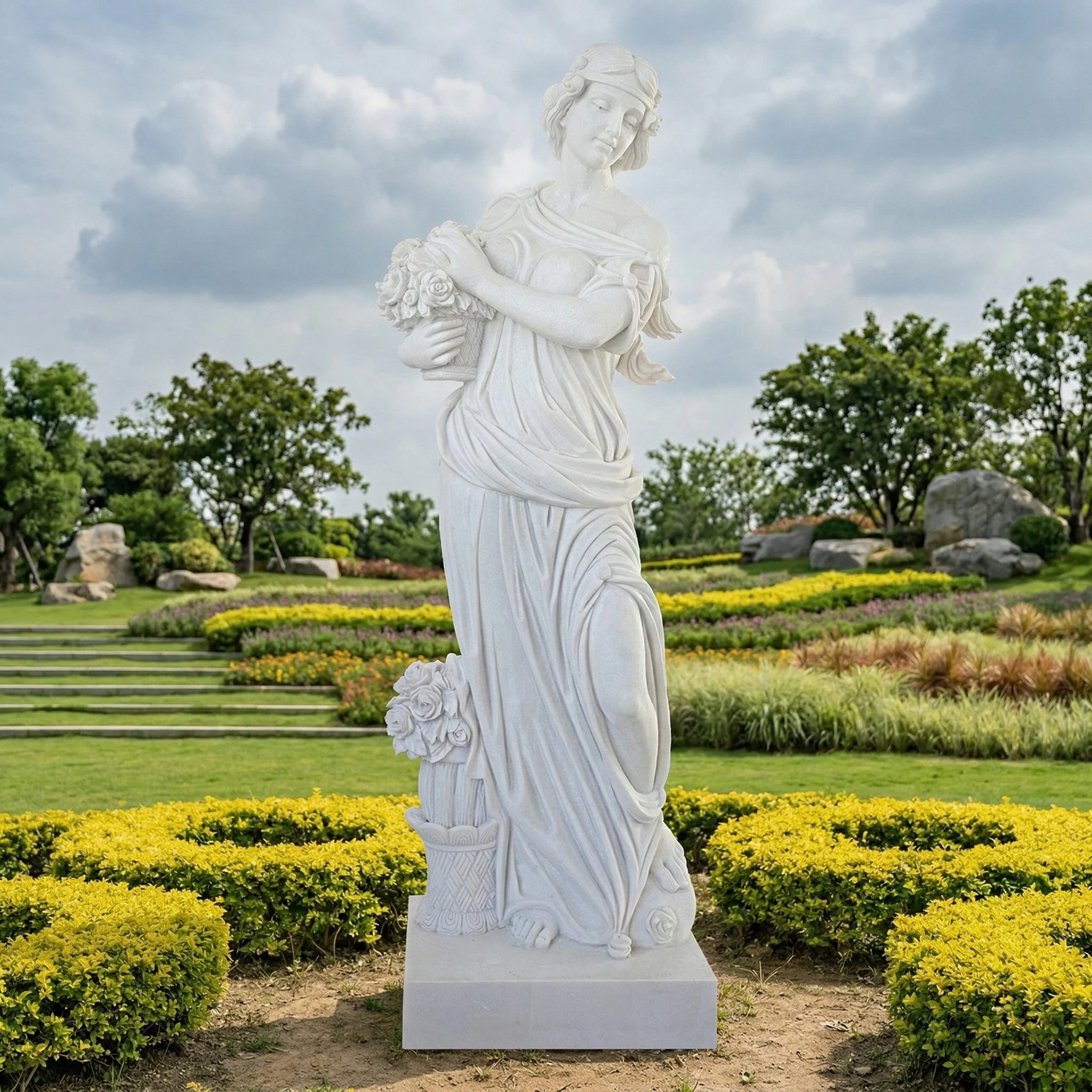 Vela-Natural-Marble-Rose-Bearer-Figure-Sculpture-Garden-Pedestal-VSMS-8341-01
