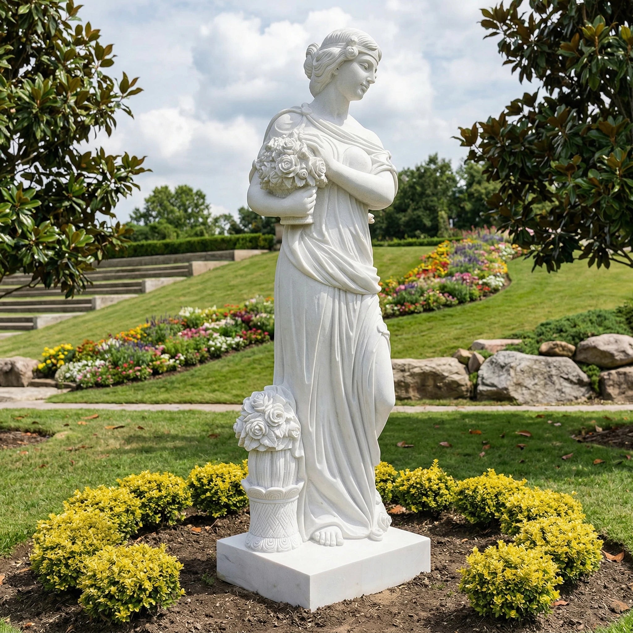 Vela-Natural-Marble-Rose-Bearer-Figure-Sculpture-Garden-Pedestal-VSMS-8341-03
