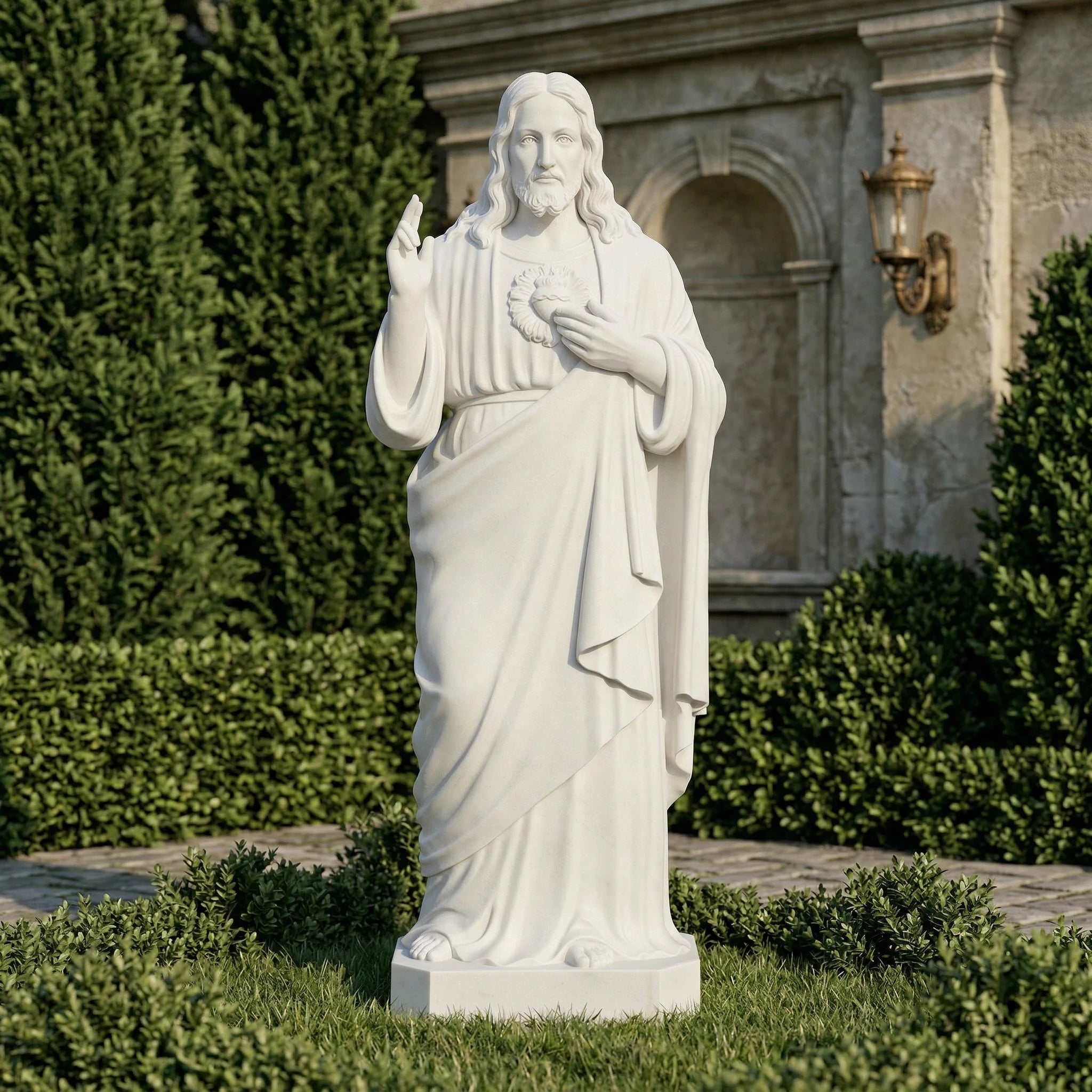 Vela-Natural-Marble-Sacred-Heart-of-Jesus-Sculpture-Garden-Presence-VSMS-935-01