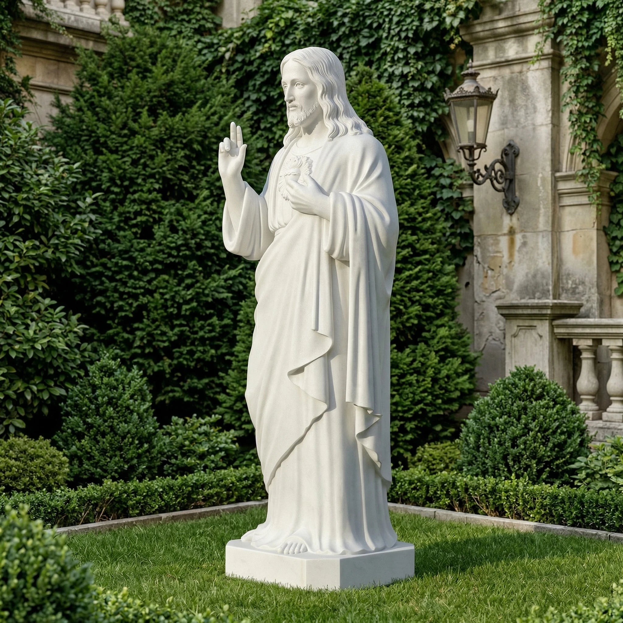 Vela-Natural-Marble-Sacred-Heart-of-Jesus-Sculpture-Garden-Presence-VSMS-935-03