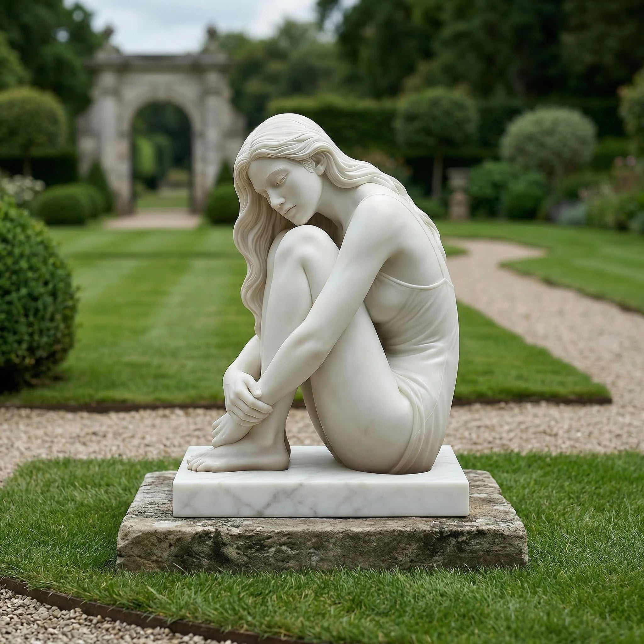 Vela-Natural-Marble-Seated-Woman-Sculpture-on-Plinth-VSMS-3017-01