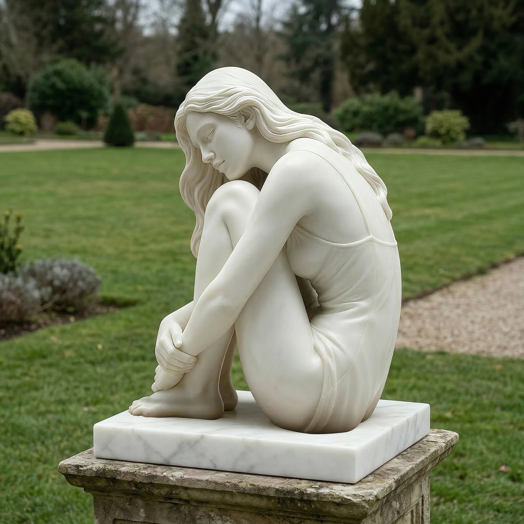Vela-Natural-Marble-Seated-Woman-Sculpture-on-Plinth-VSMS-3017-05