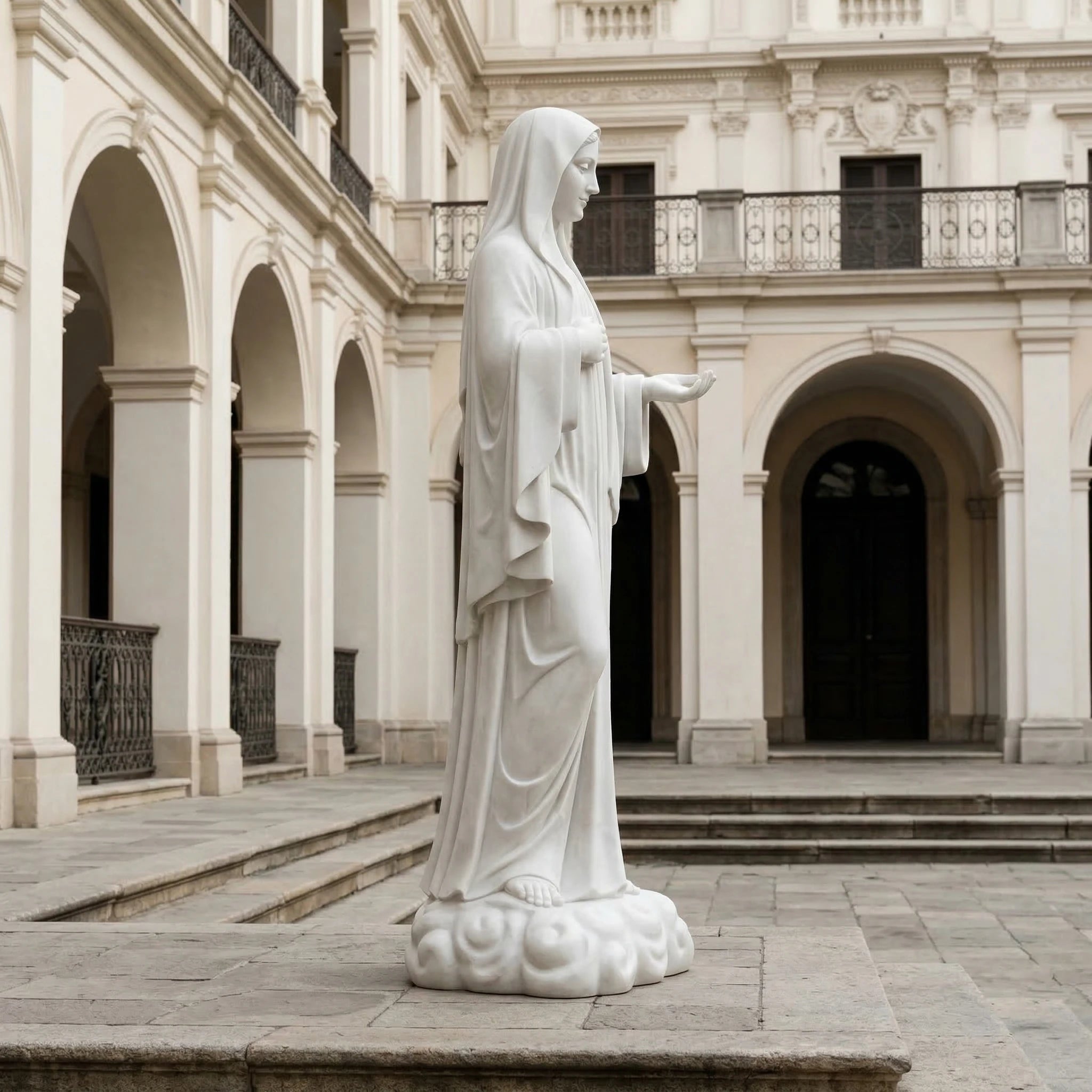 Vela-Natural-Marble-Serene-RoBed-Saint-Sculpture-Devotional-Pedestal-VSMS-7841-03