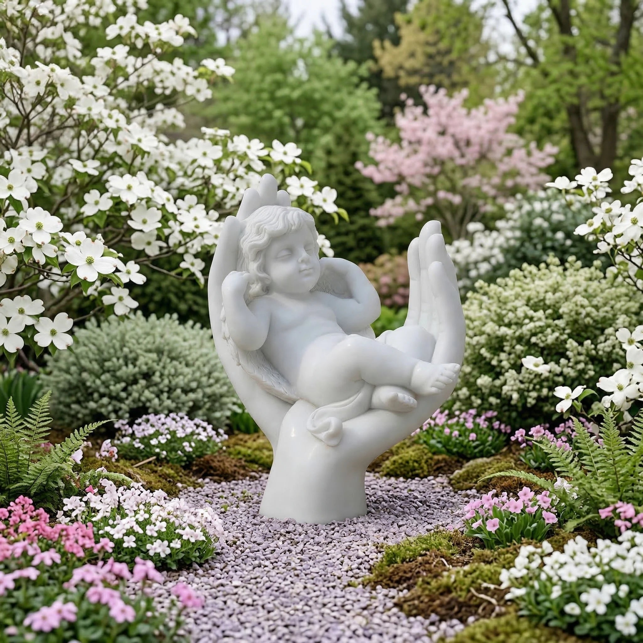 Vela-Natural-Marble-Sleeping-Cherub-Sculpture-Protective-Hands-Garden-Accent-VSMS-684-01