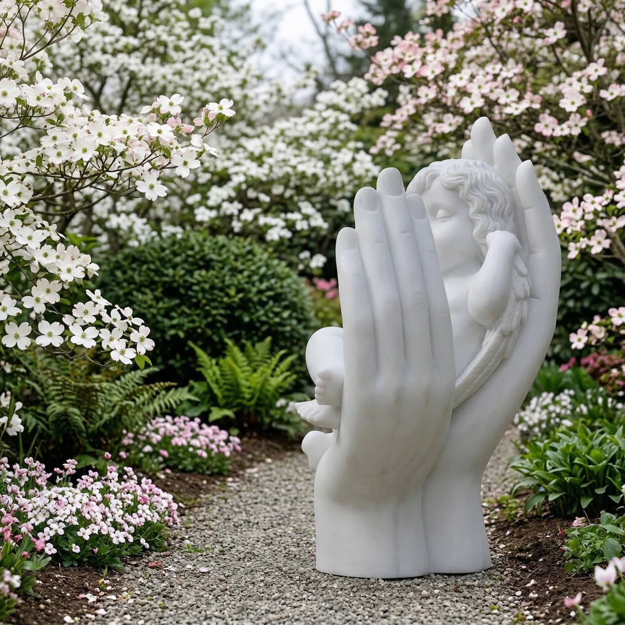 Vela-Natural-Marble-Sleeping-Cherub-Sculpture-Protective-Hands-Garden-Accent-VSMS-684-04