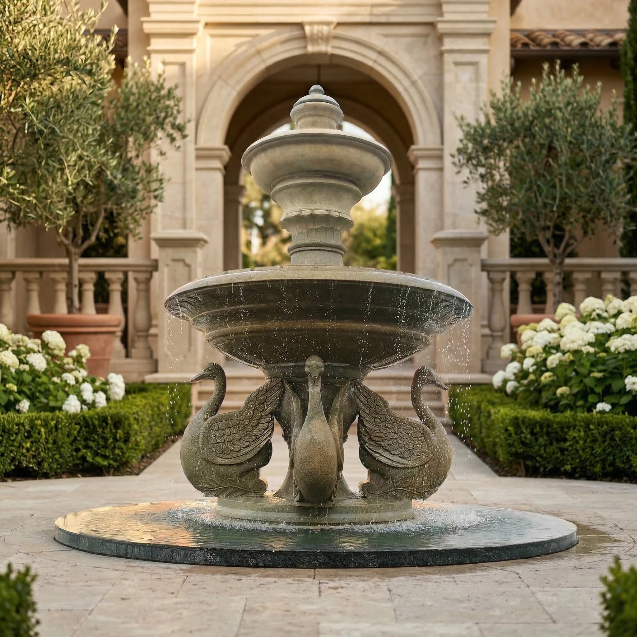 Vela-Natural-Marble-Swan-Fountain-Sculpture-Garden-Centerpiece-VSMS-3476-01