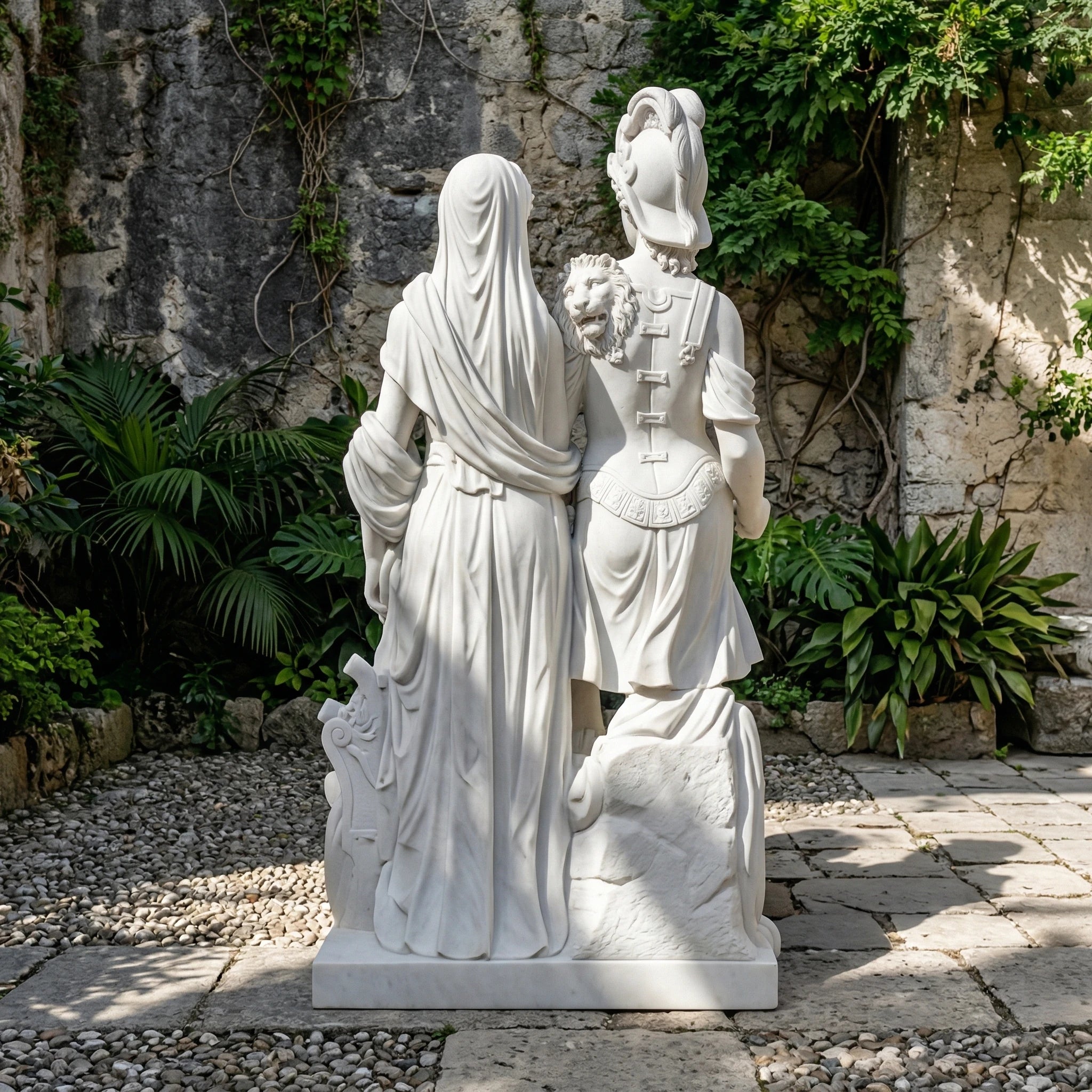 Vela-Natural-Marble-Twin-Female-Figures-Sculpture-Garden-Focal-Piece-VSMS-4571-02