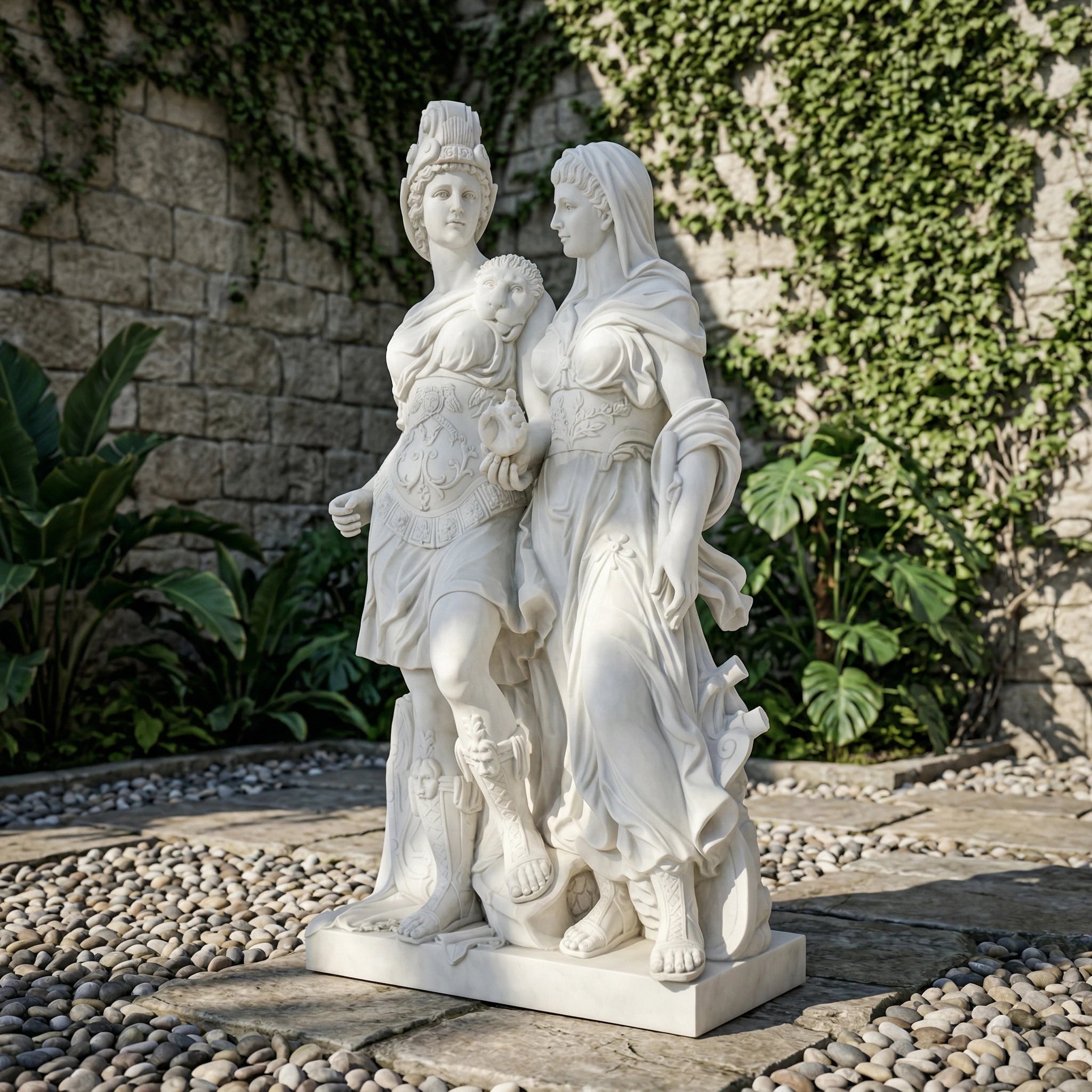 Vela-Natural-Marble-Twin-Female-Figures-Sculpture-Garden-Focal-Piece-VSMS-4571-03