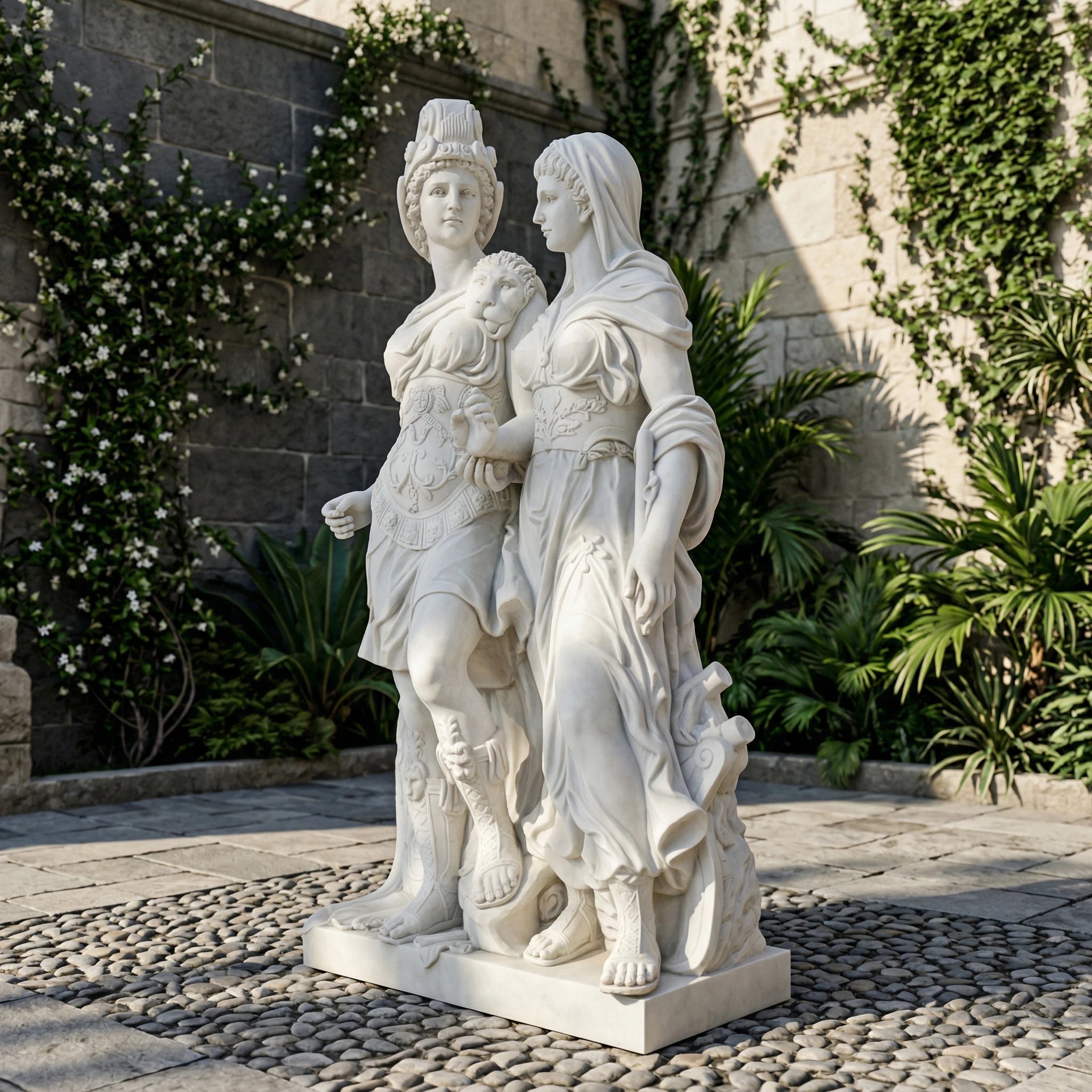 Vela-Natural-Marble-Twin-Female-Figures-Sculpture-Garden-Focal-Piece-VSMS-4571-05