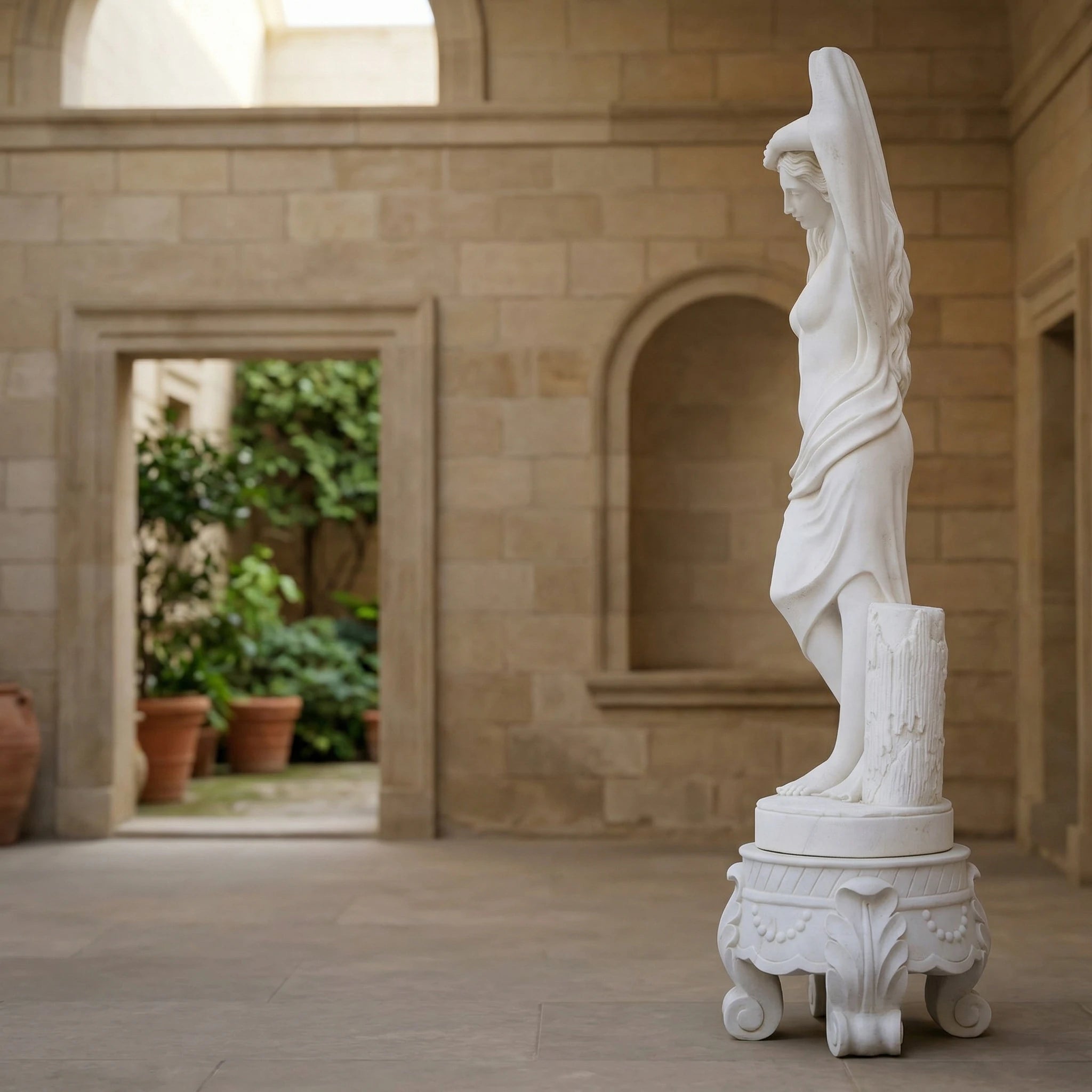 Vela-Natural-Marble-Veiled-Female-Figure-Sculpture-Ornate-Pedestal-VSMS-7314-03